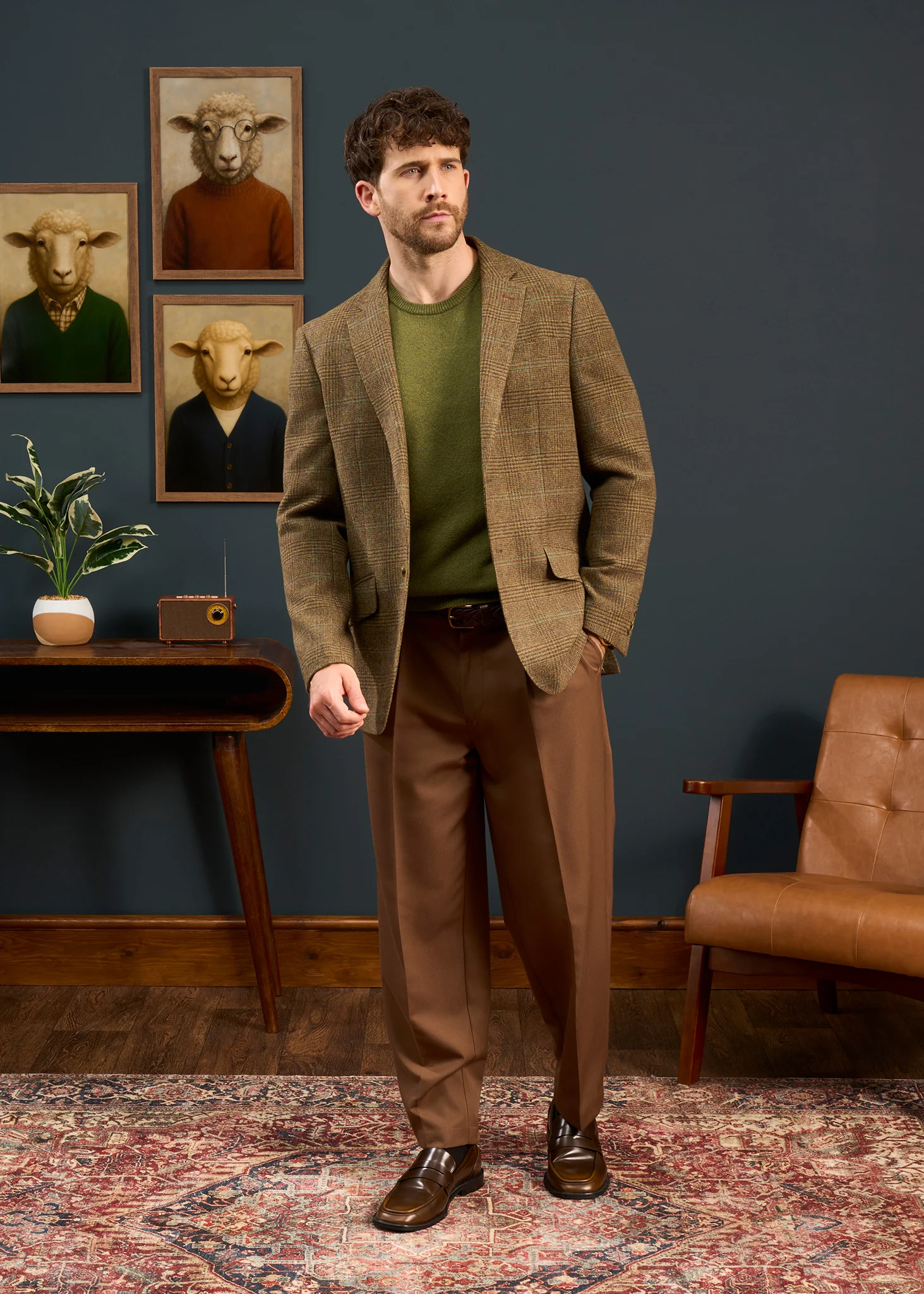 Surrey Men's Tweed Water Repellent Lined Blazer in Marsh  -  Regular Fit - Image 3