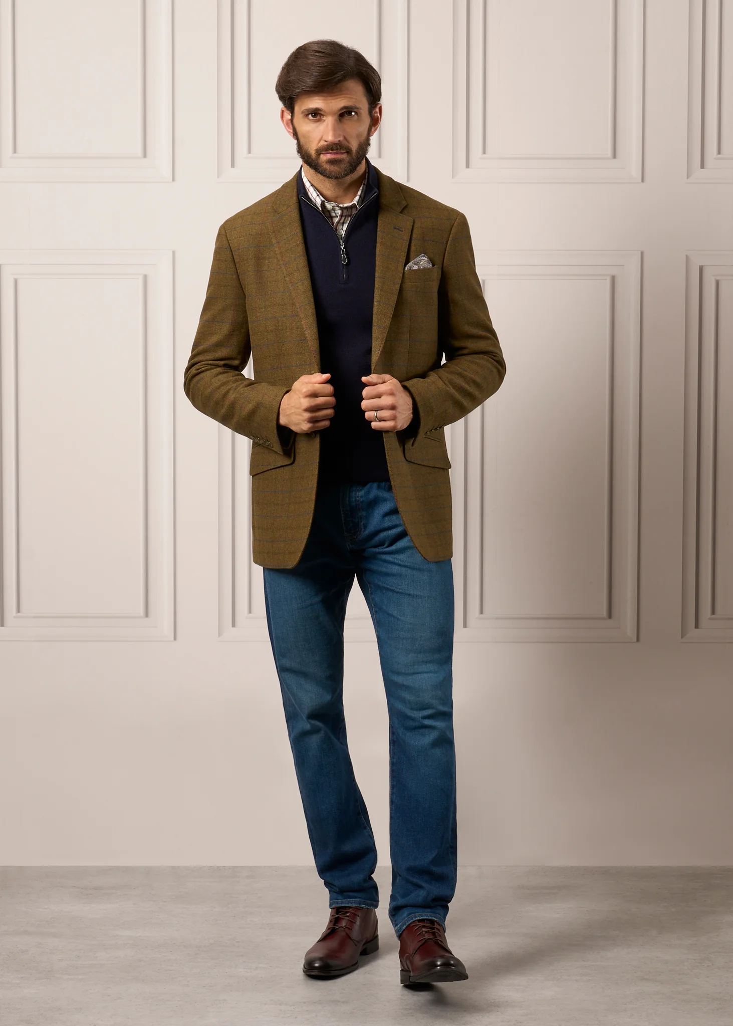 Surrey Men's Tweed Water Repellent Lined Blazer in Moor  -  Regular Fit - Image 4
