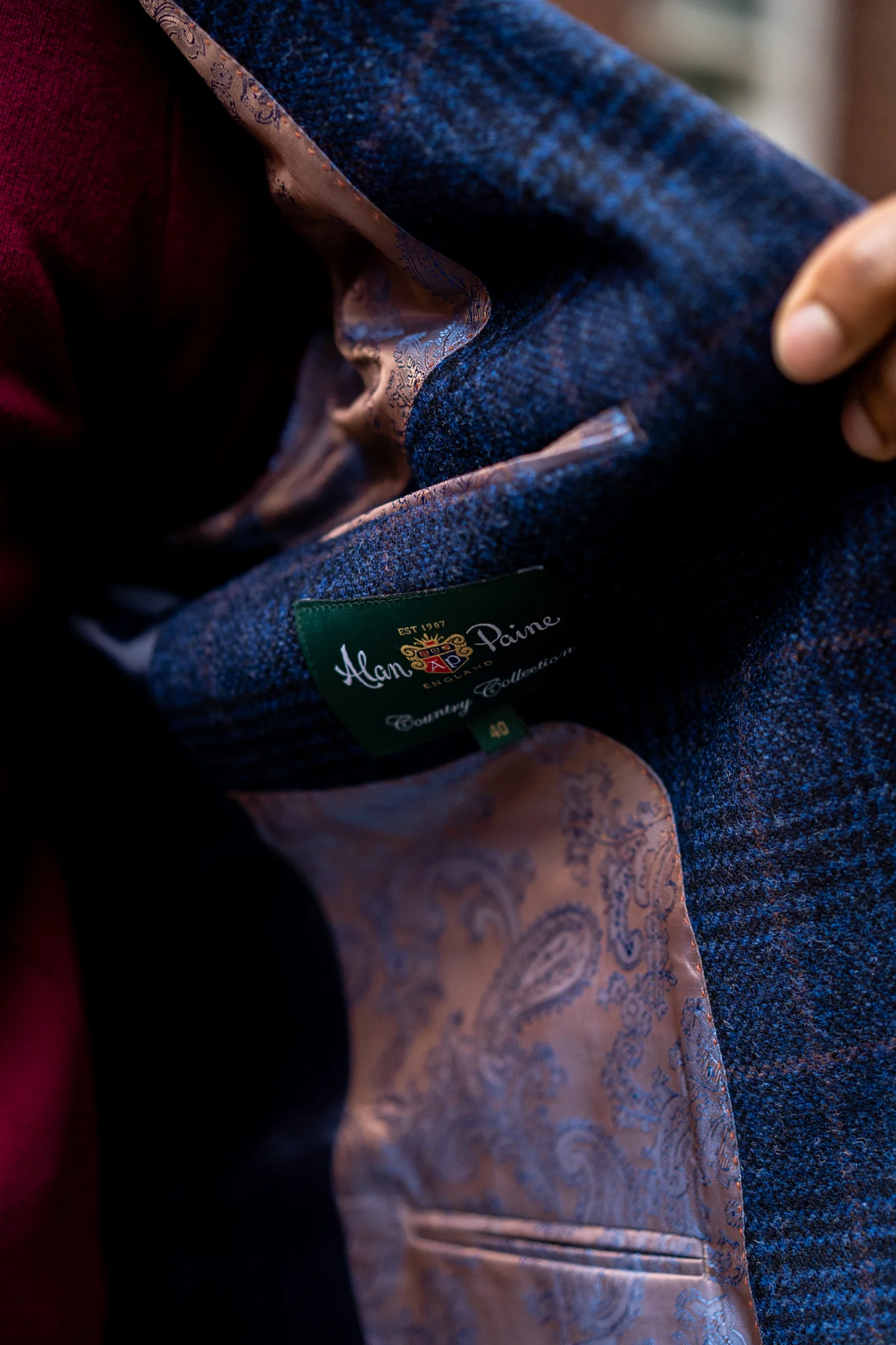 Surrey Tweed Lined Blazer In Navy Check - Regular Fit - Image 7