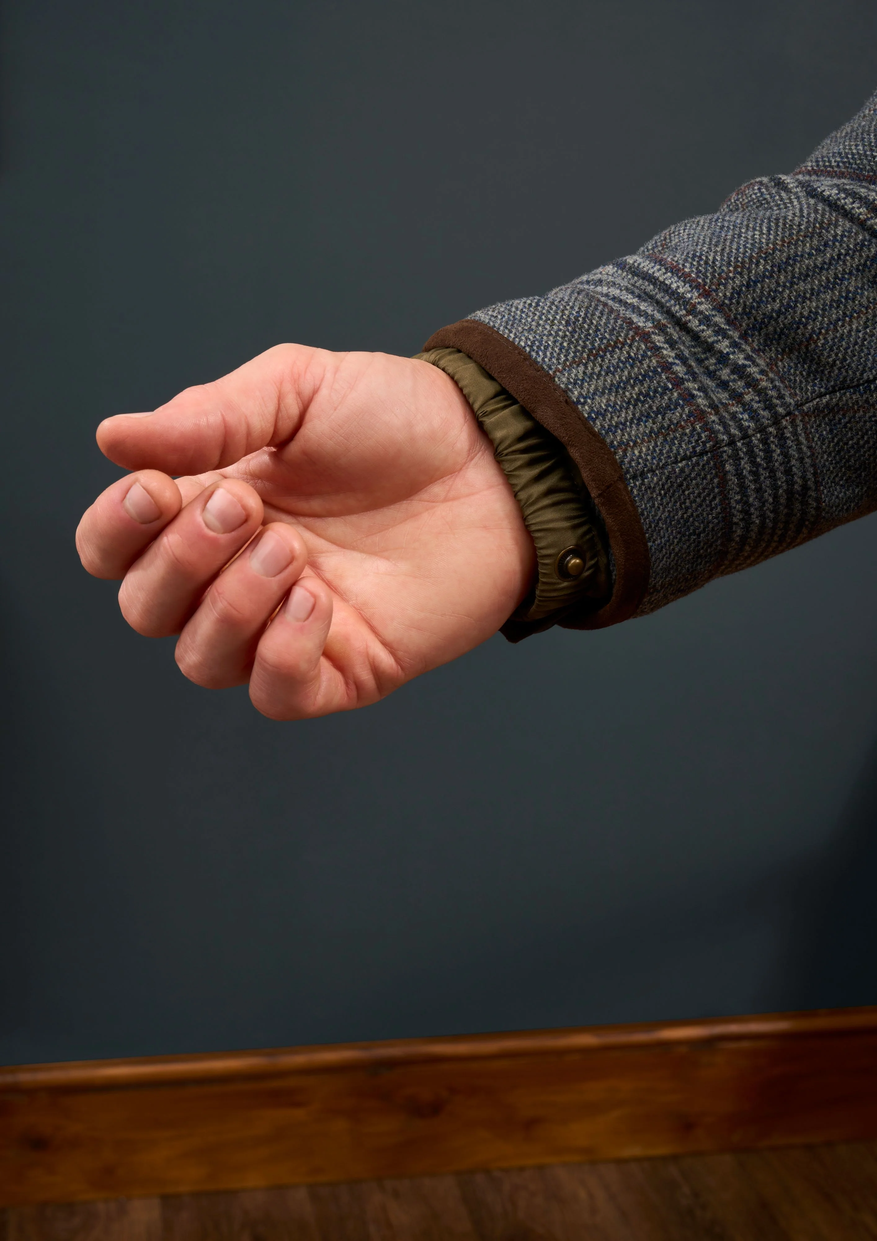 Surrey Men's Tweed Waterproof Coat in Blue Check  -  Shooting Fit - Image 6