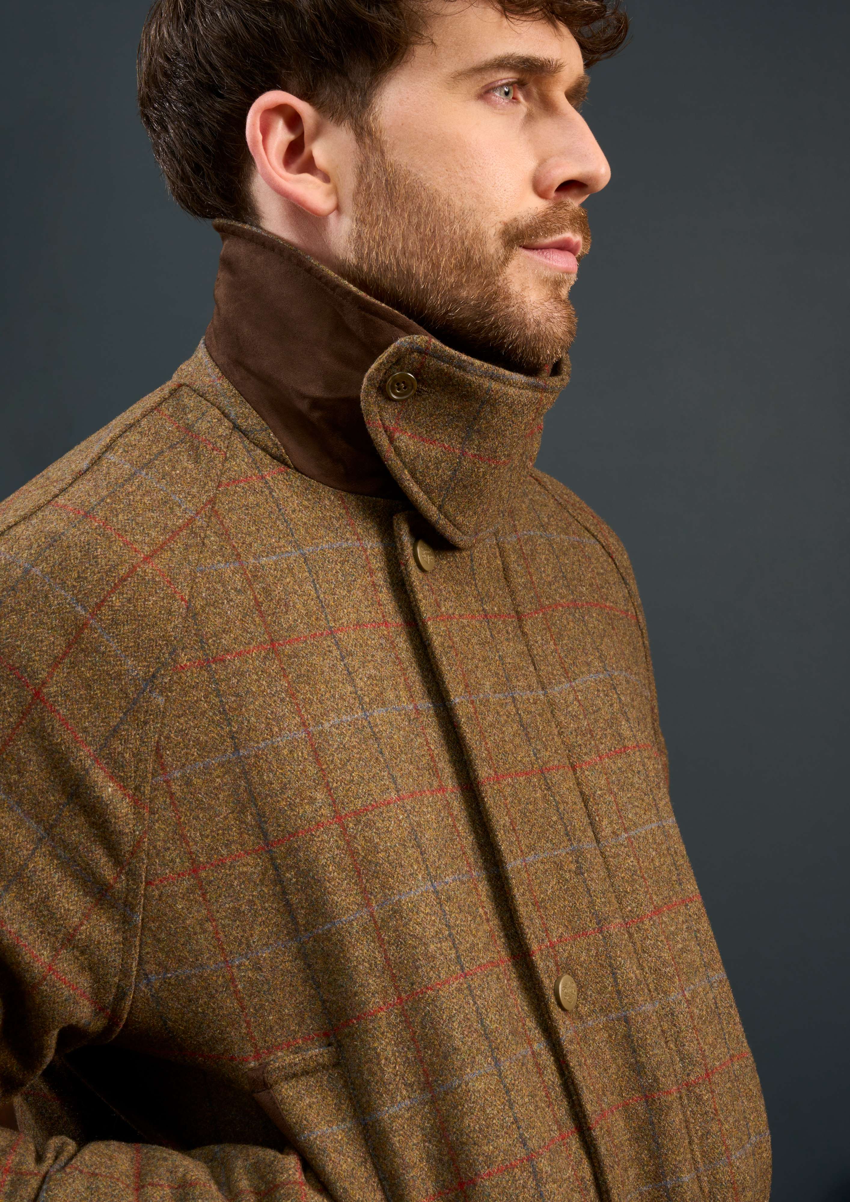 Surrey Men's Tweed Waterproof Coat in Hawkswood  -  Shooting Fit - Image 3