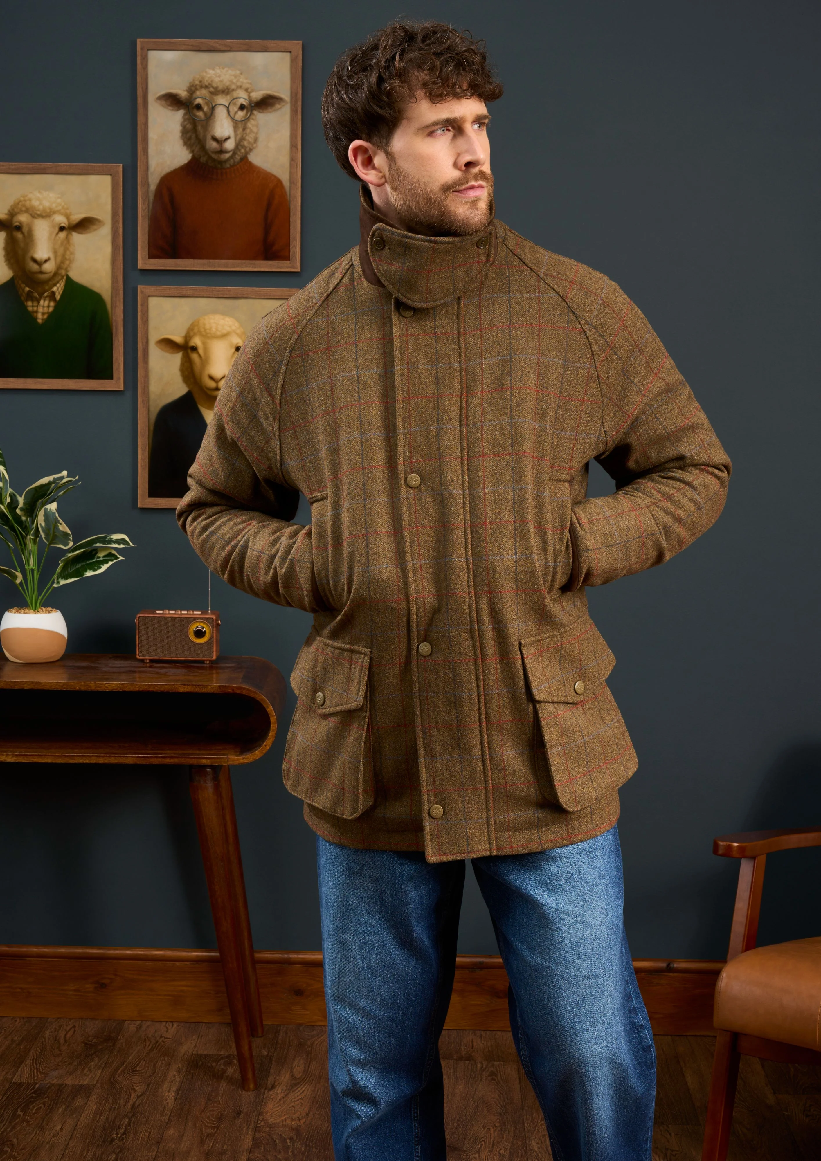 Surrey Men's Tweed Waterproof Coat in Hawkswood  -  Shooting Fit - Image 4