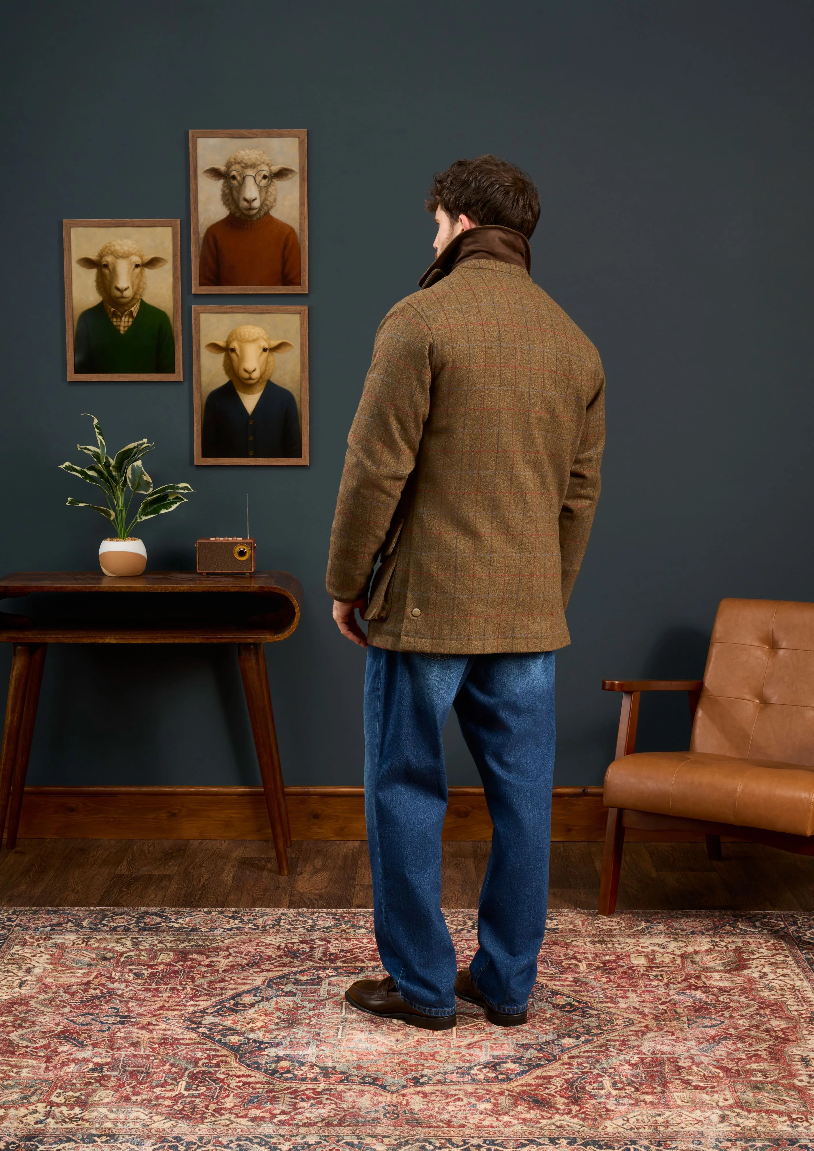 Surrey Men's Tweed Waterproof Coat in Hawkswood  -  Shooting Fit - Image 6