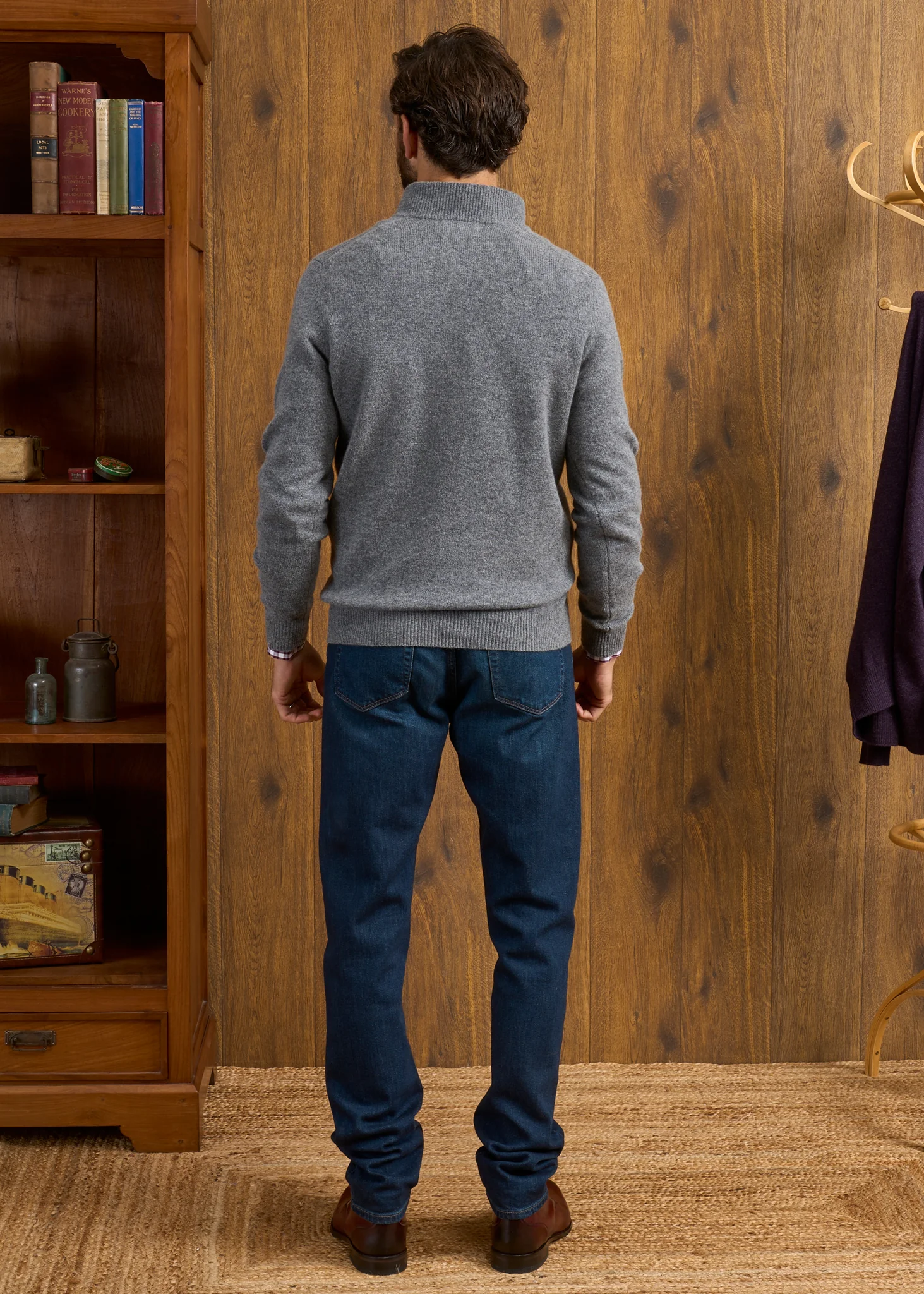 Sutherland Lambswool 1/4 Zip Jumper in Grey Mix - Regular Fit - Image 5