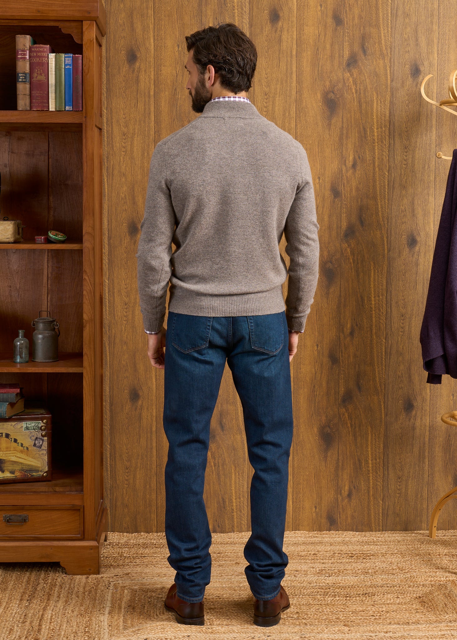 Sutherland Lambswool 1/4 Zip Jumper in Vole - Regular Fit - Image 4