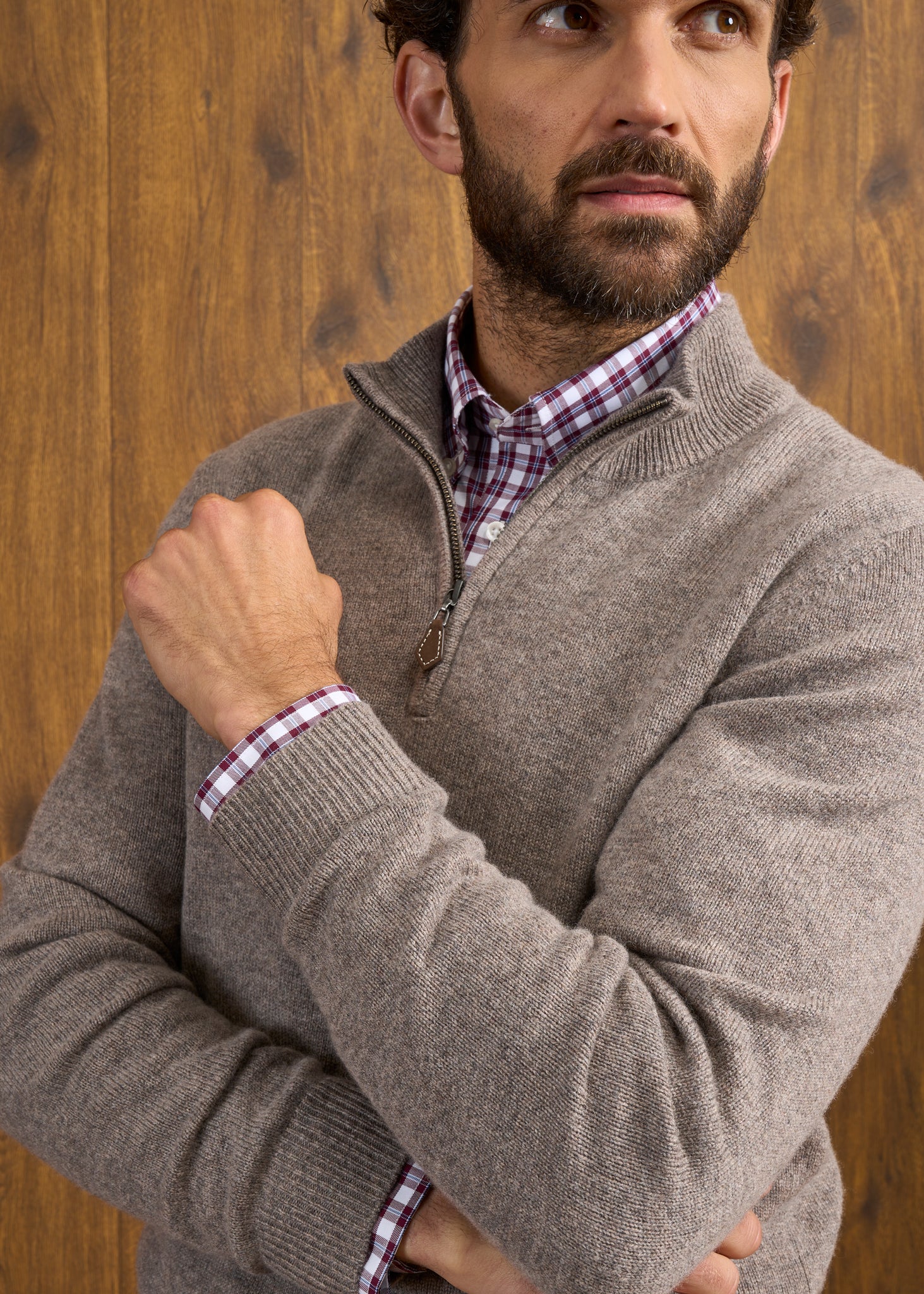 Sutherland Lambswool 1/4 Zip Jumper in Vole - Regular Fit - Image 5