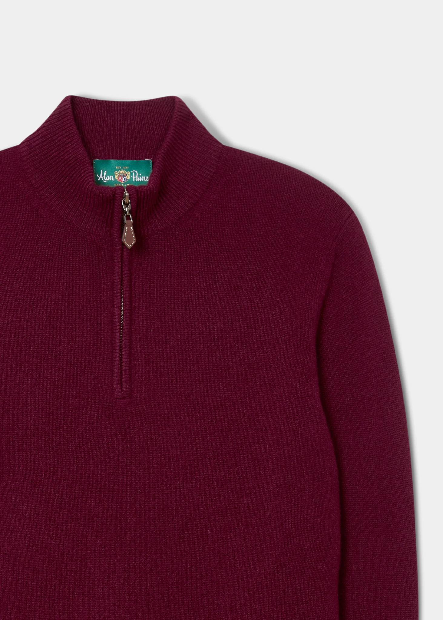 Sutherland Lambswool 1/4 Zip Jumper in Bordeaux - Regular Fit - Image 9