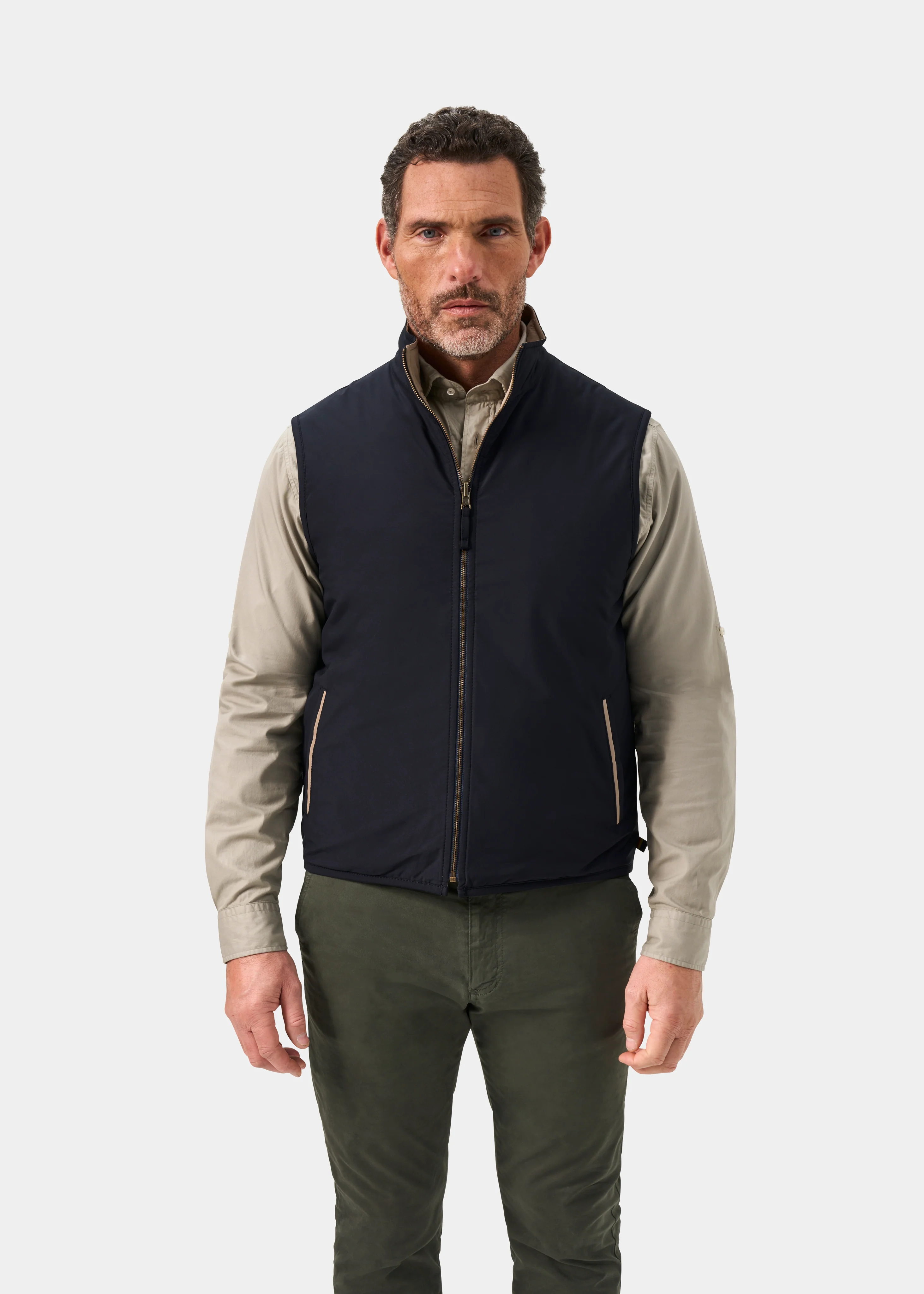 Swifthall Reversible City Gilet In Navy and Beige - Image 3