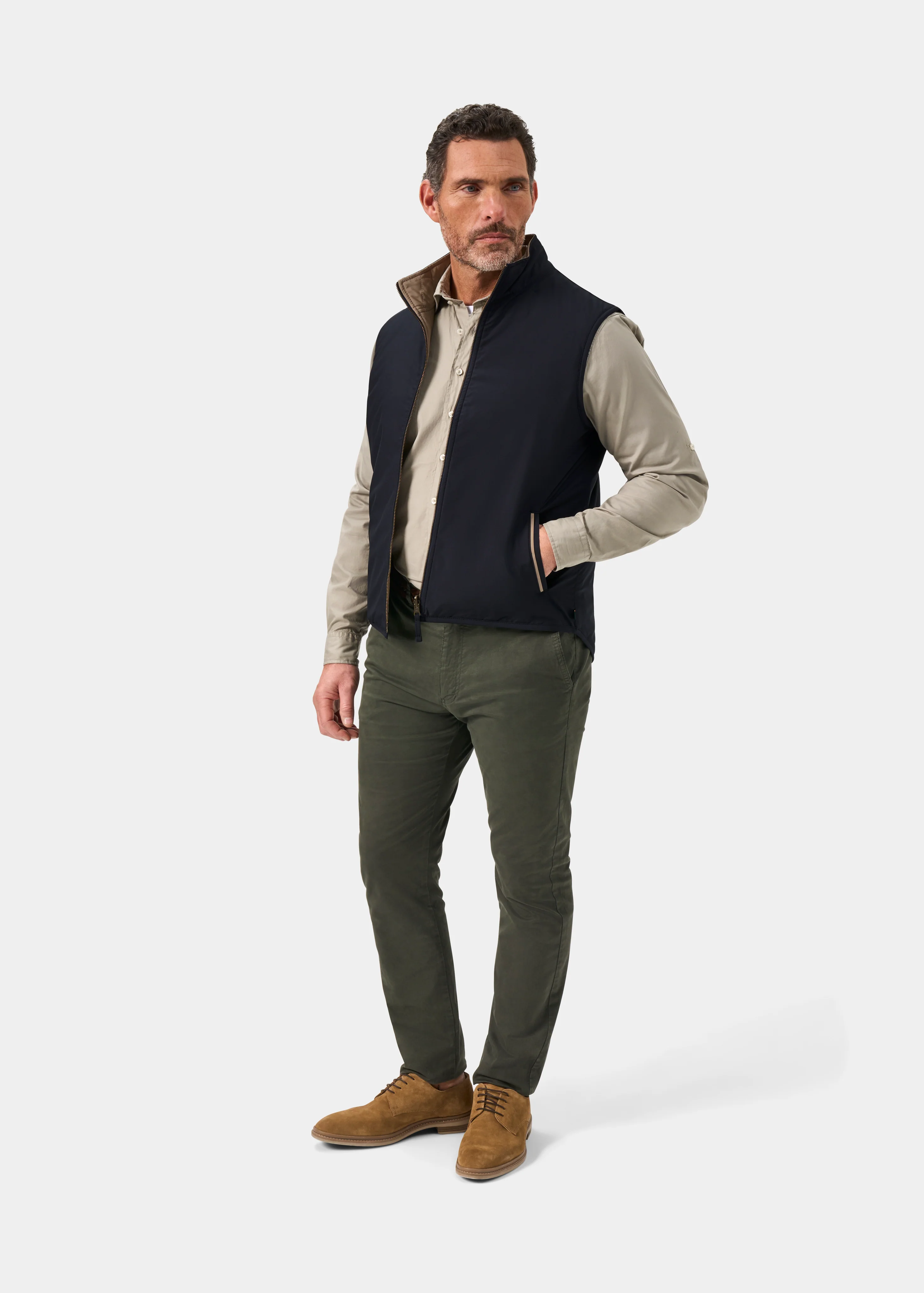 Swifthall Reversible City Gilet In Navy and Beige - Image 9