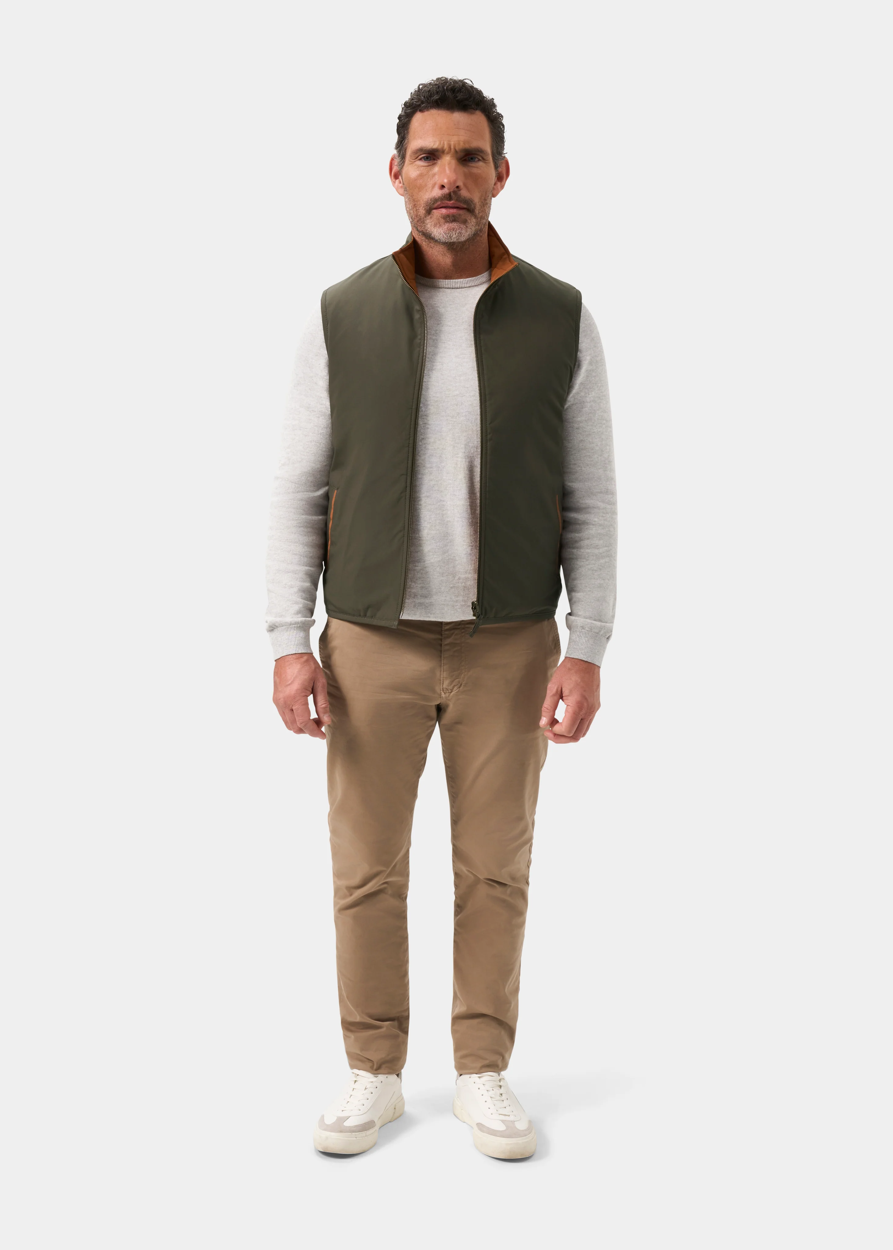 Swifthall Reversible City Gilet In Olive and Cider - Image 11