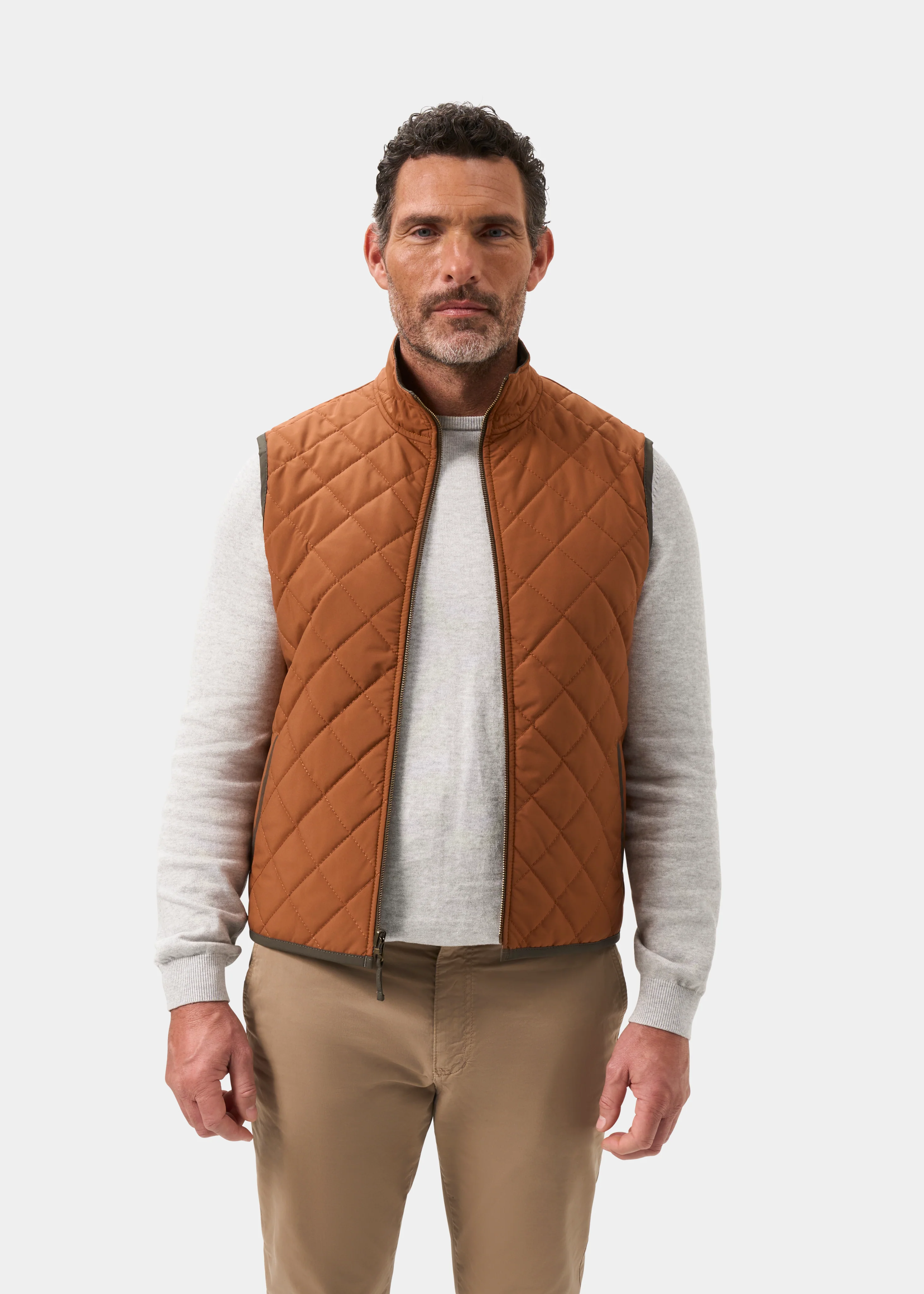 Swifthall Reversible City Gilet In Olive and Cider - Image 8