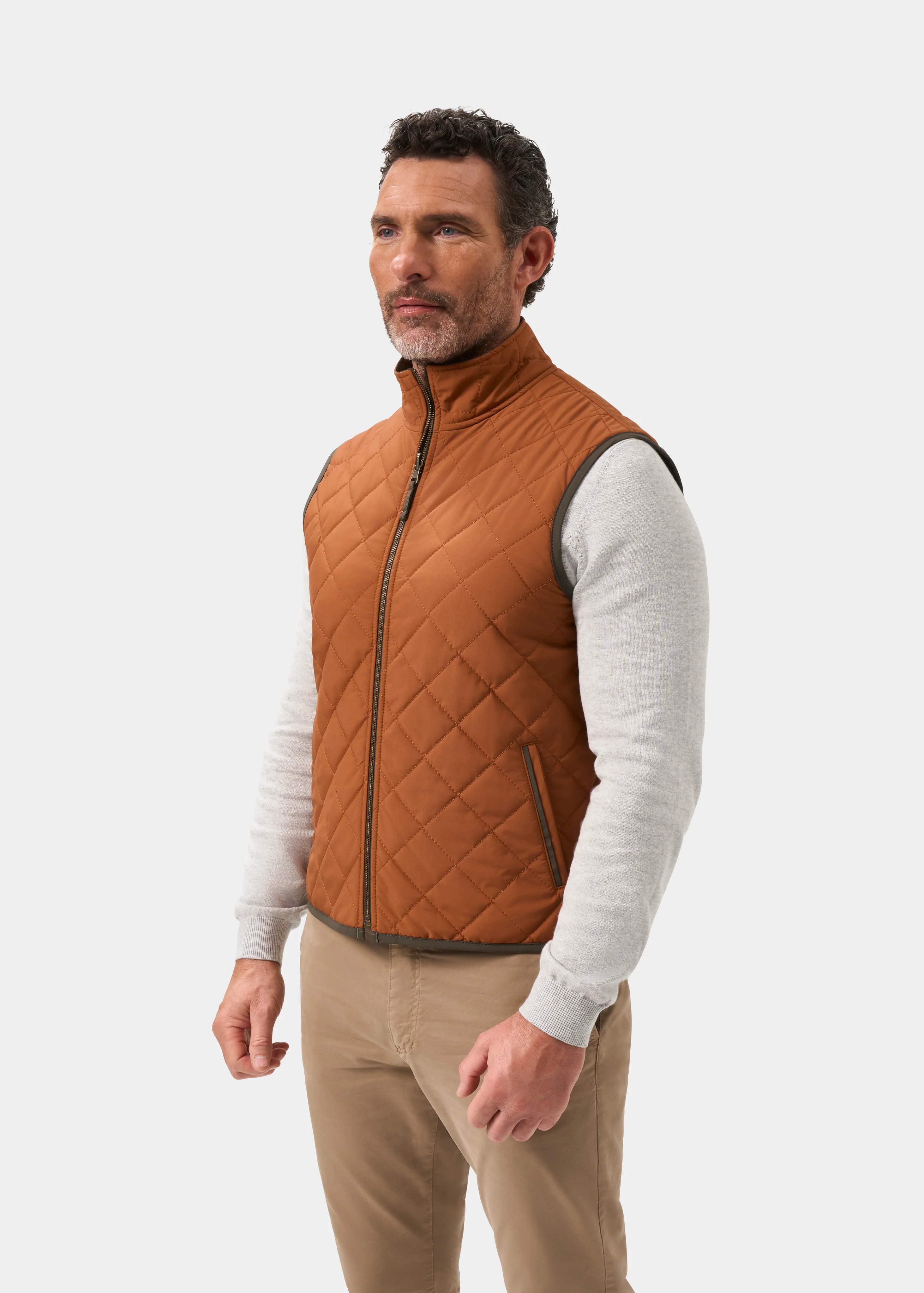 Swifthall Reversible City Gilet In Olive and Cider - Image 9