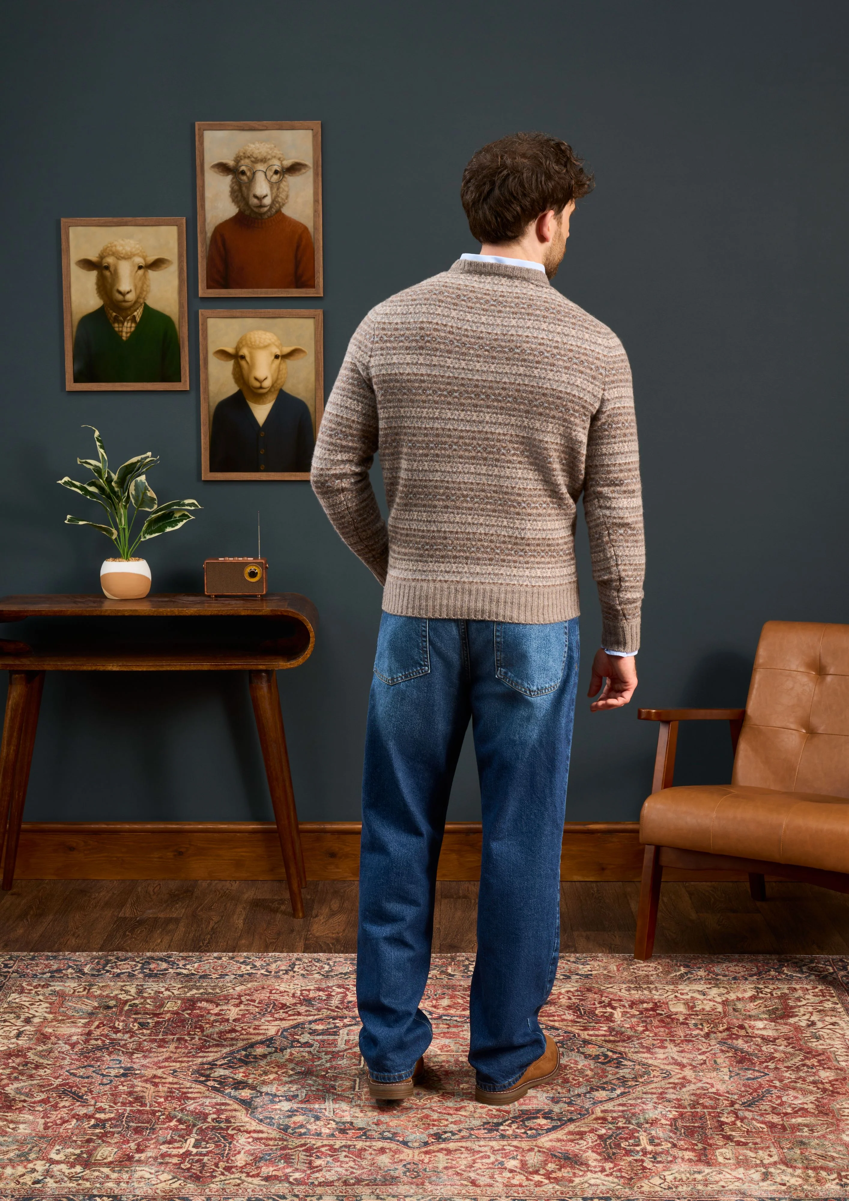 Towthorpe Men's Lambswool Fairisle Vole Jumper - Regular Fit - Image 5
