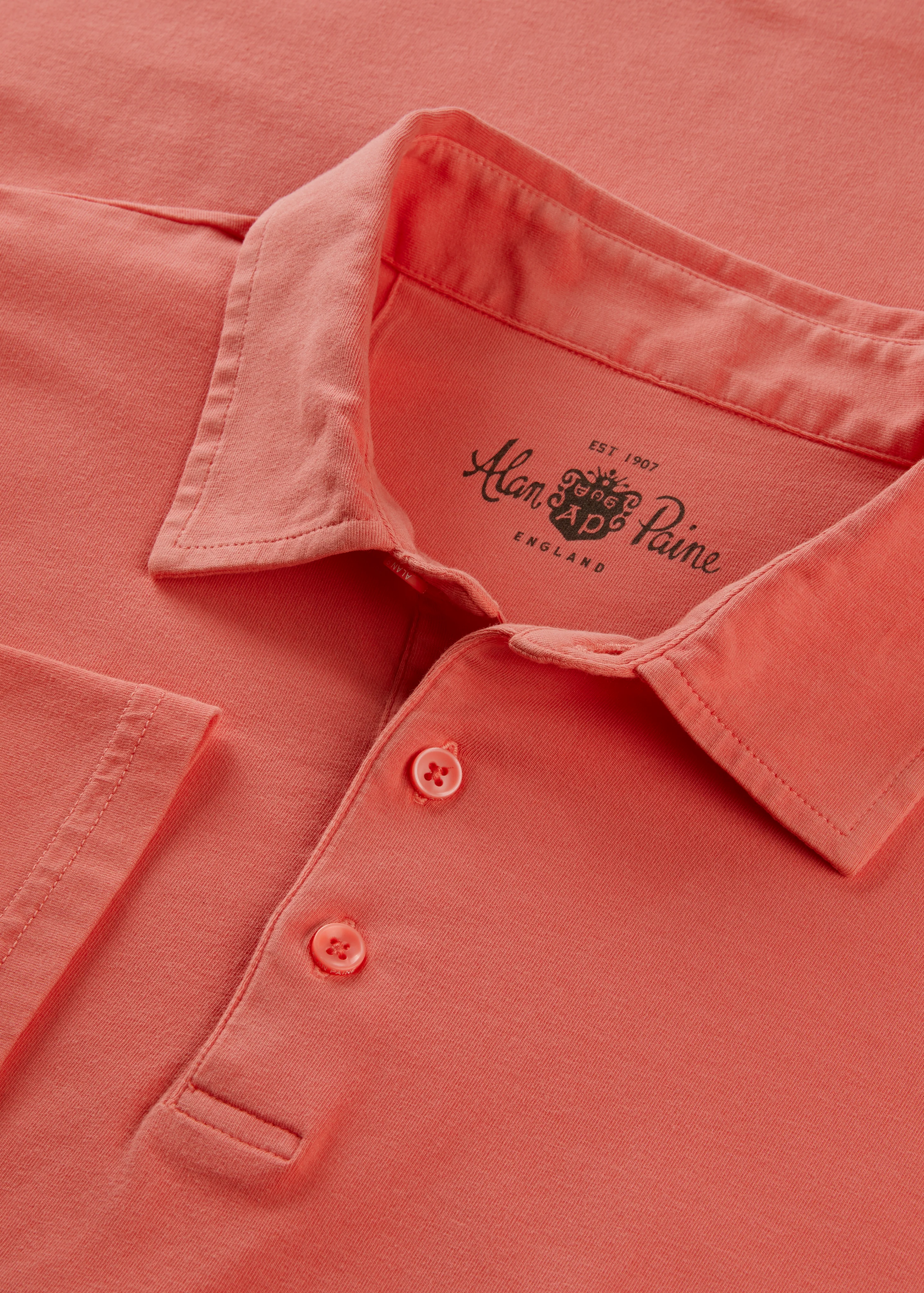 Tutbury Faded Dye Polo Shirt In Coral - Image 3