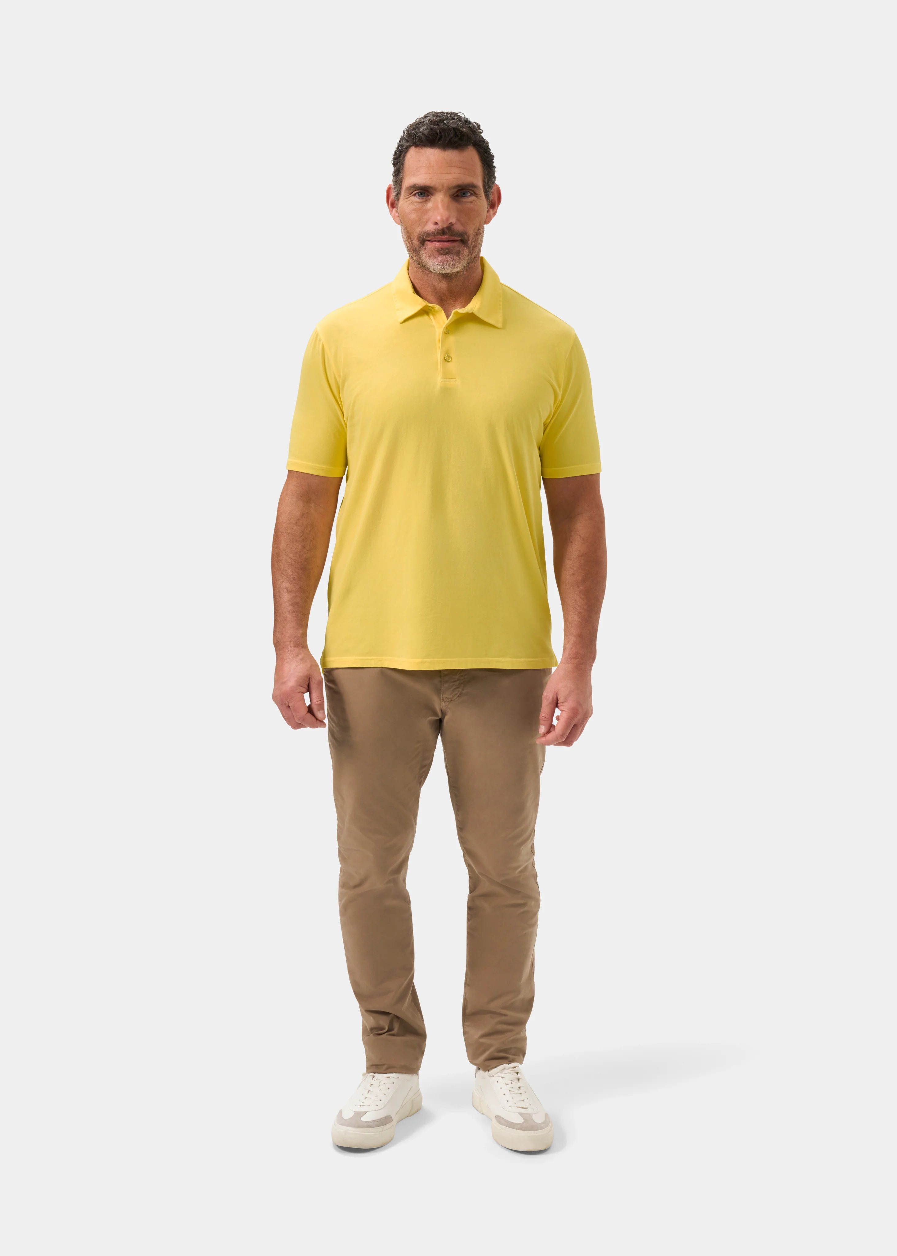 Tutbury Faded Dye Polo Shirt In Lemon - Image 2