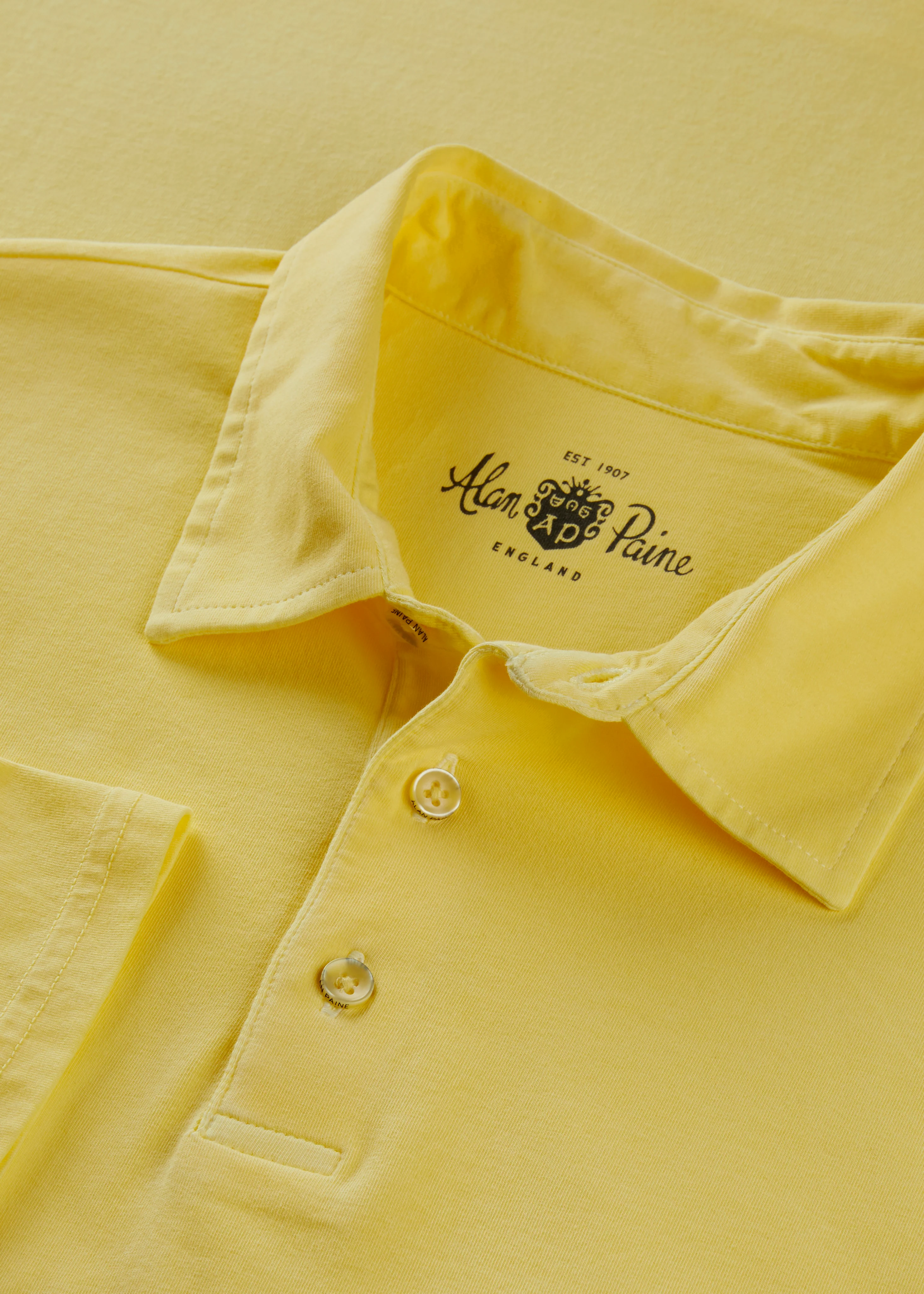 Tutbury Faded Dye Polo Shirt In Lemon - Image 3