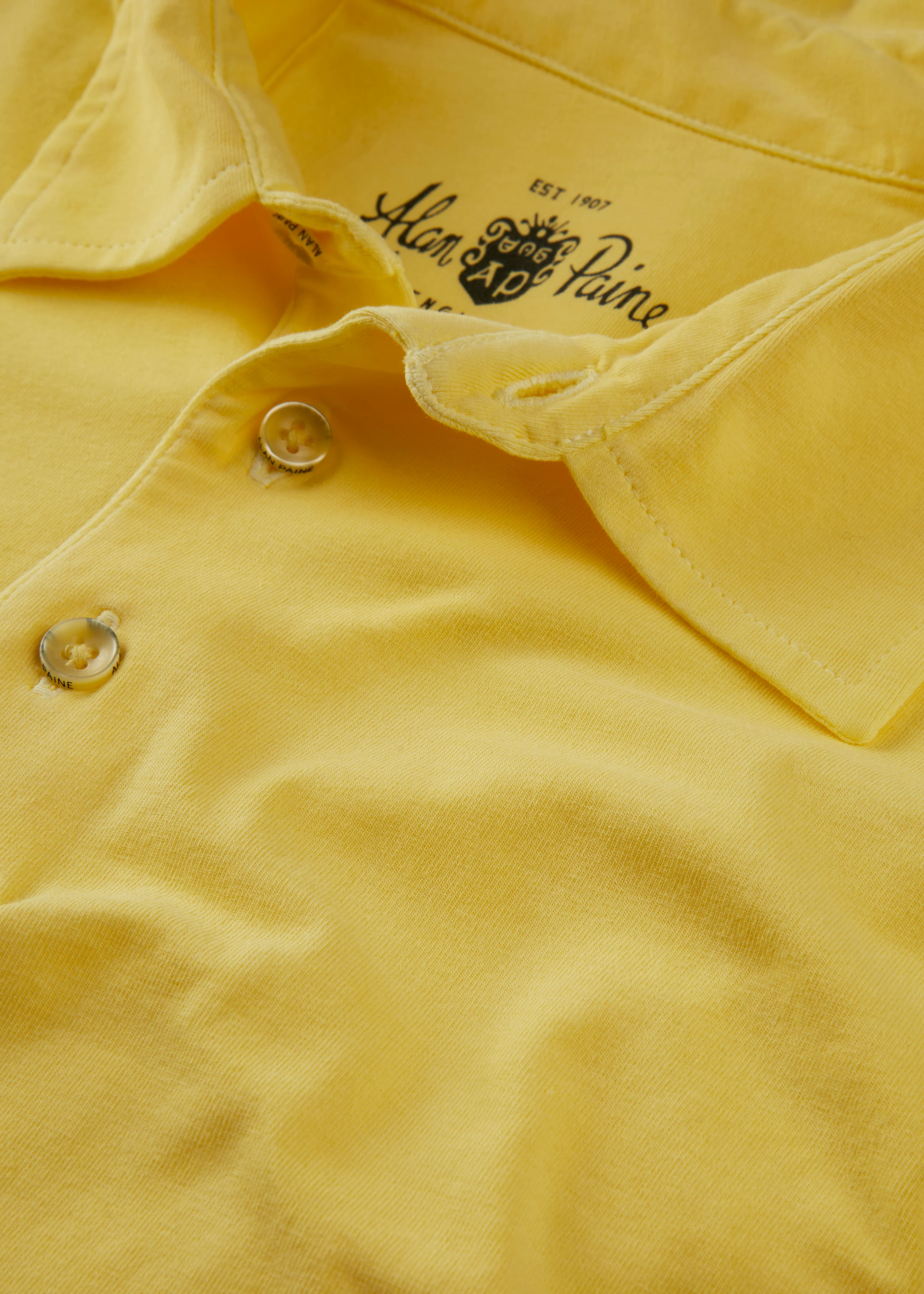 Tutbury Faded Dye Polo Shirt In Lemon - Image 4