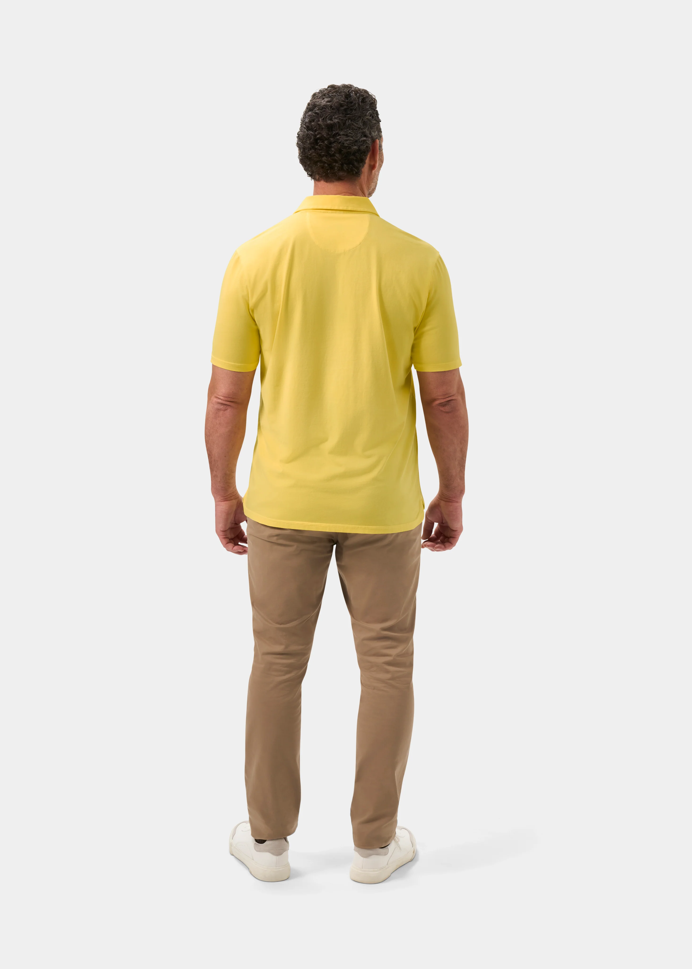 Tutbury Faded Dye Polo Shirt In Lemon - Image 7