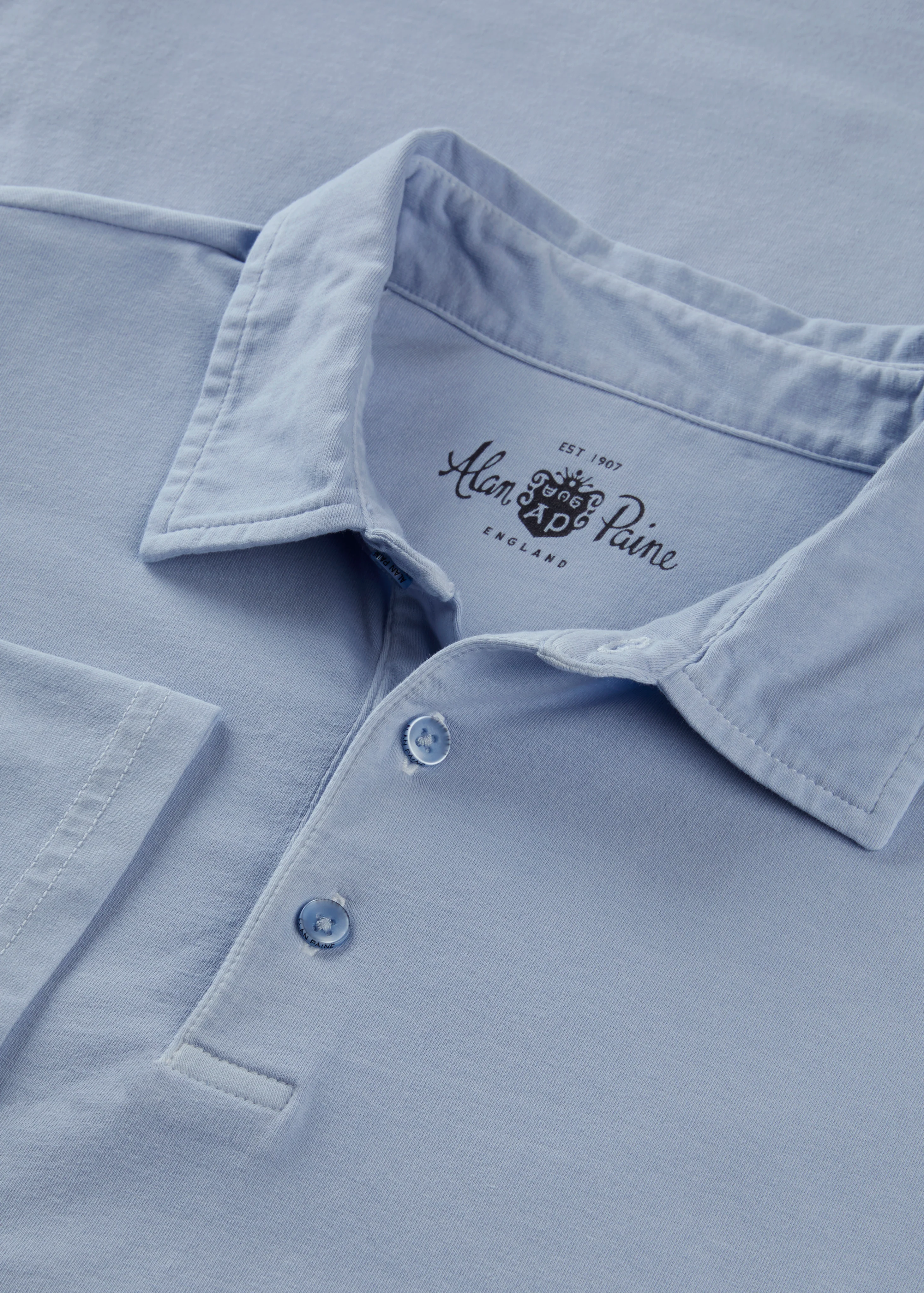 Tutbury Faded Dye Polo Shirt In Light Blue - Image 3