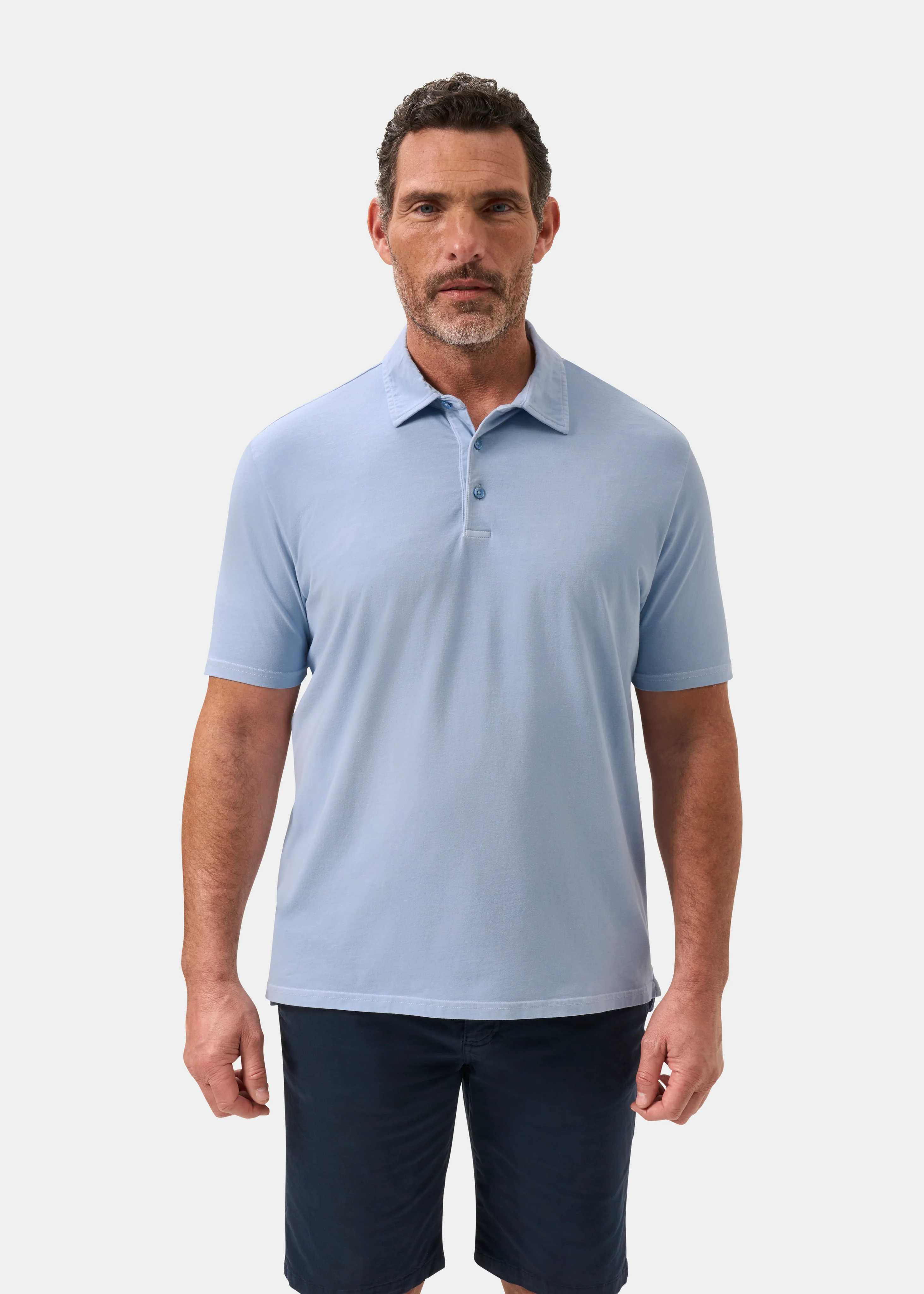Tutbury Faded Dye Polo Shirt In Light Blue - Image 5