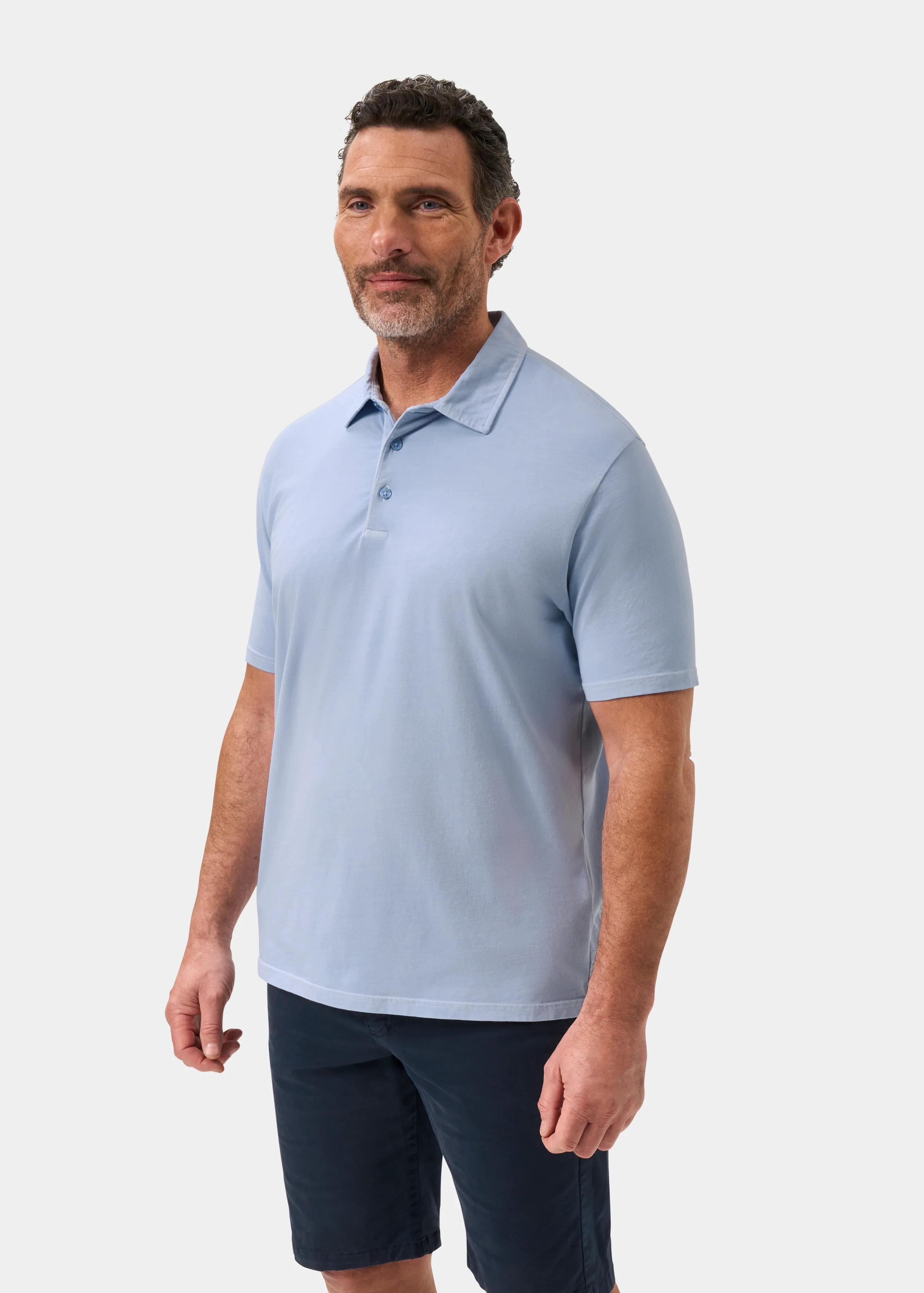 Tutbury Faded Dye Polo Shirt In Light Blue - Image 6