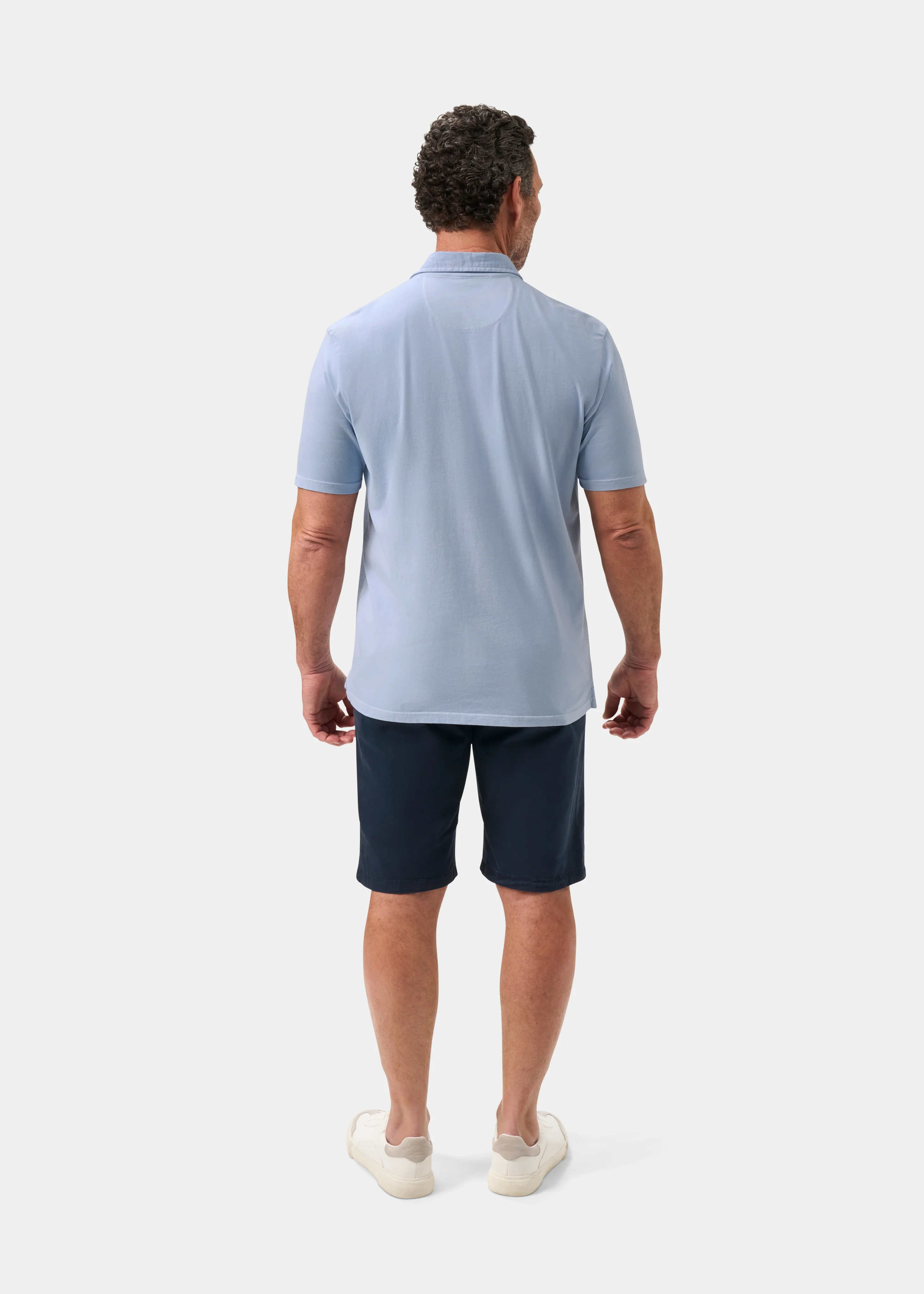 Tutbury Faded Dye Polo Shirt In Light Blue - Image 7