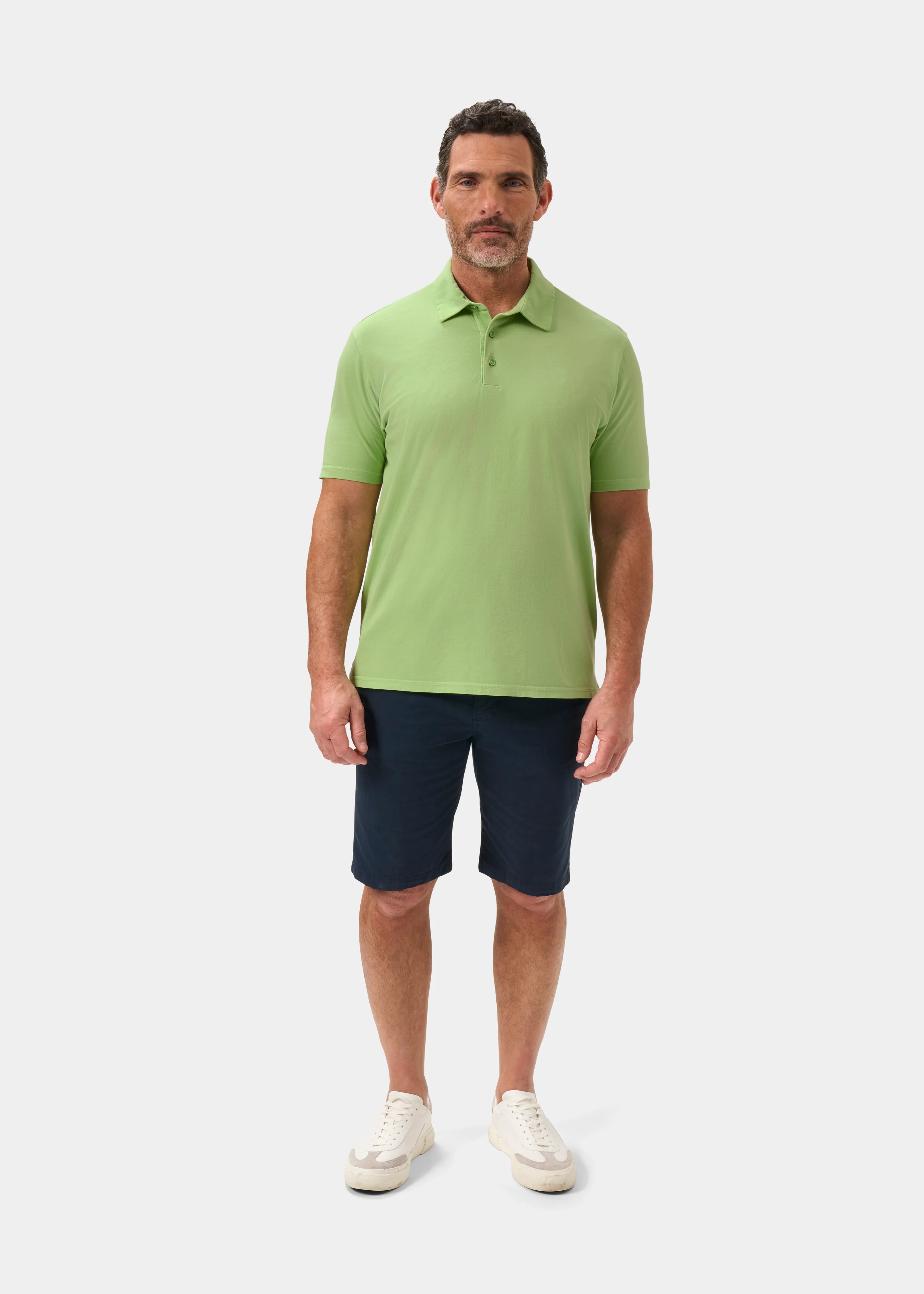 Tutbury Faded Dye Polo Shirt In Lime Green - Image 2