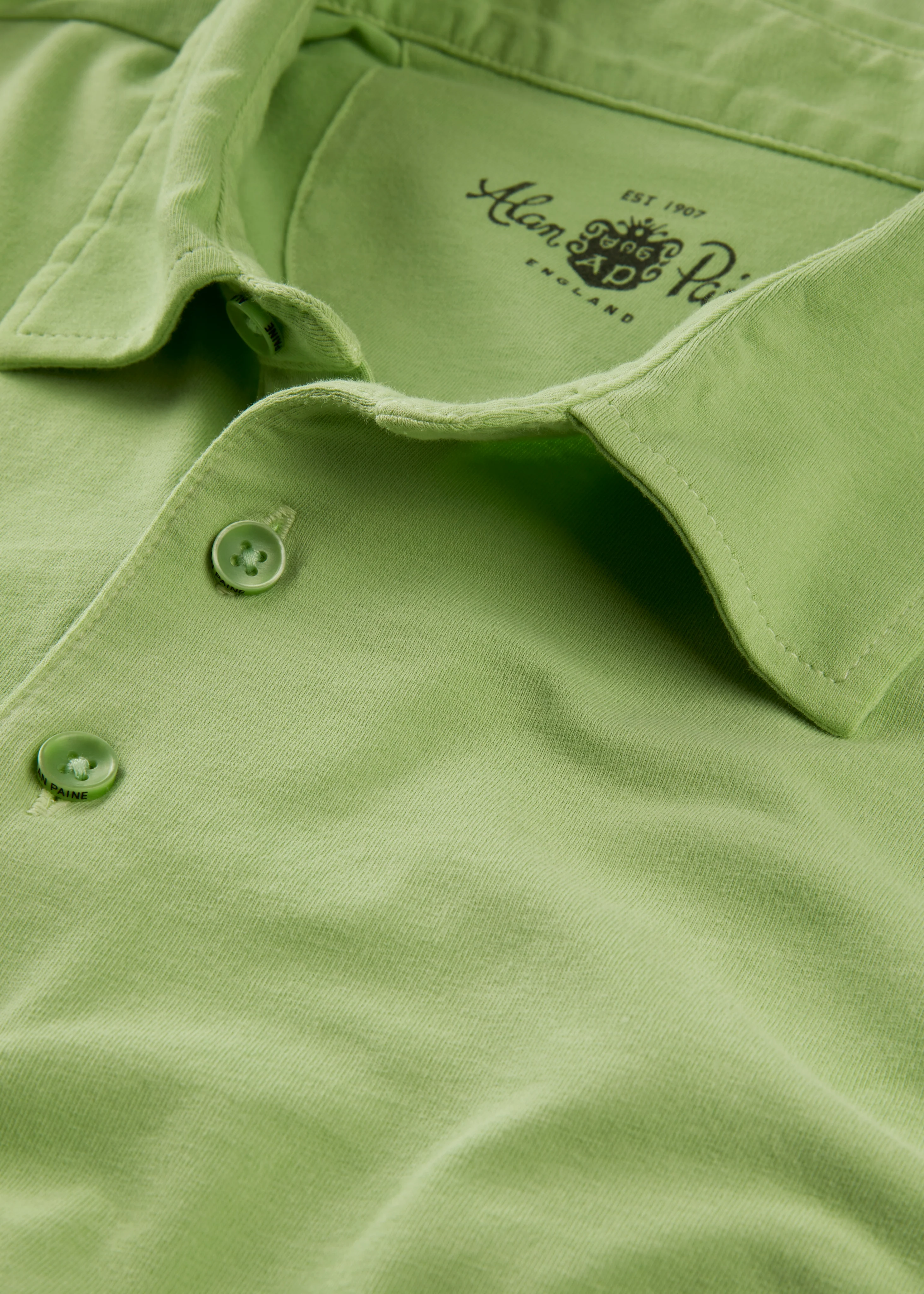 Tutbury Faded Dye Polo Shirt In Lime Green - Image 4