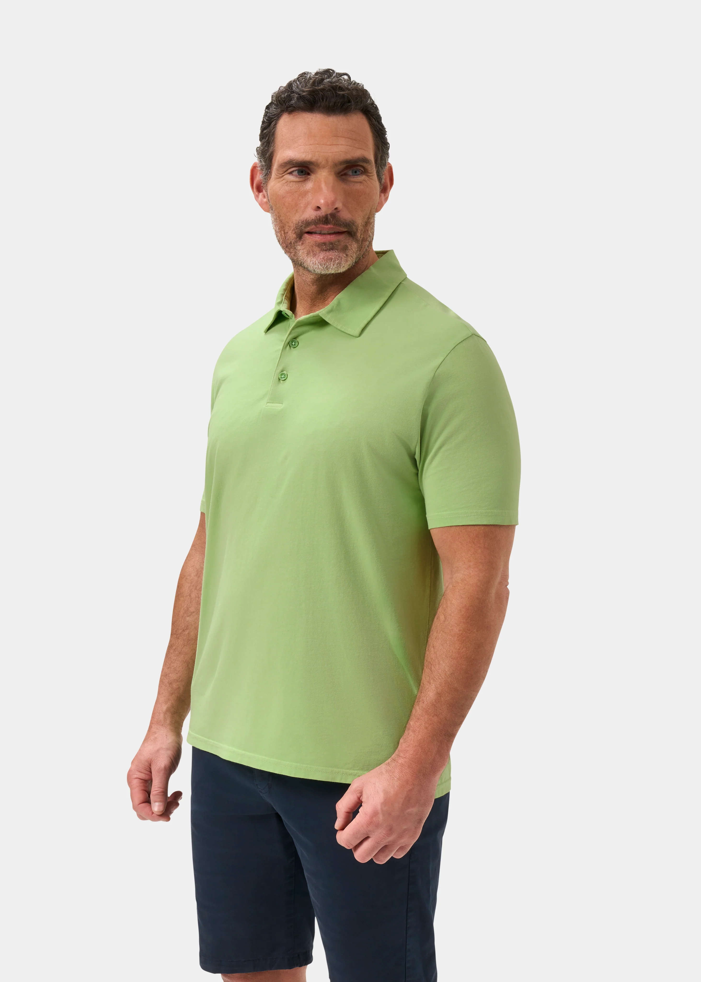 Tutbury Faded Dye Polo Shirt In Lime Green - Image 6