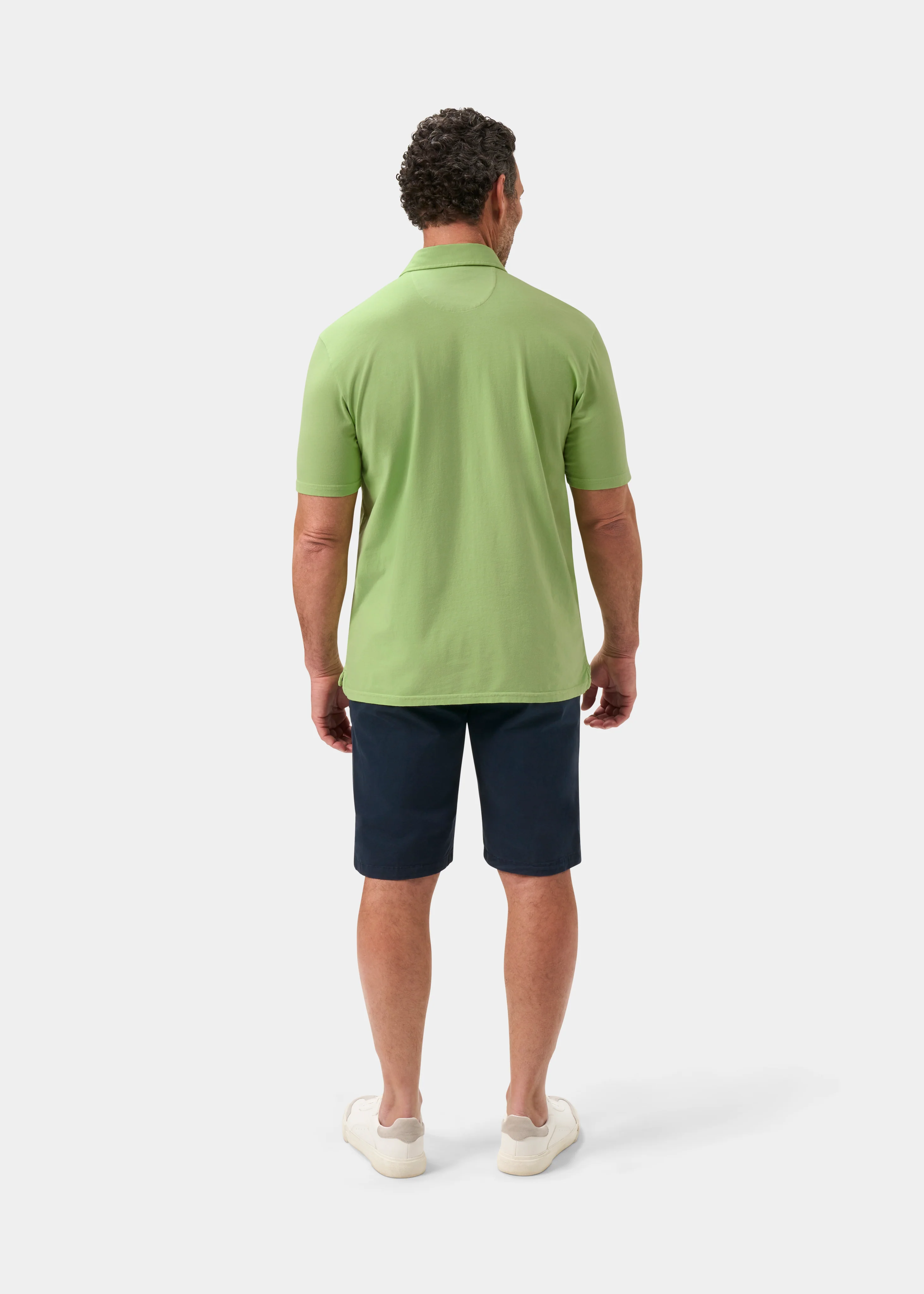 Tutbury Faded Dye Polo Shirt In Lime Green - Image 7