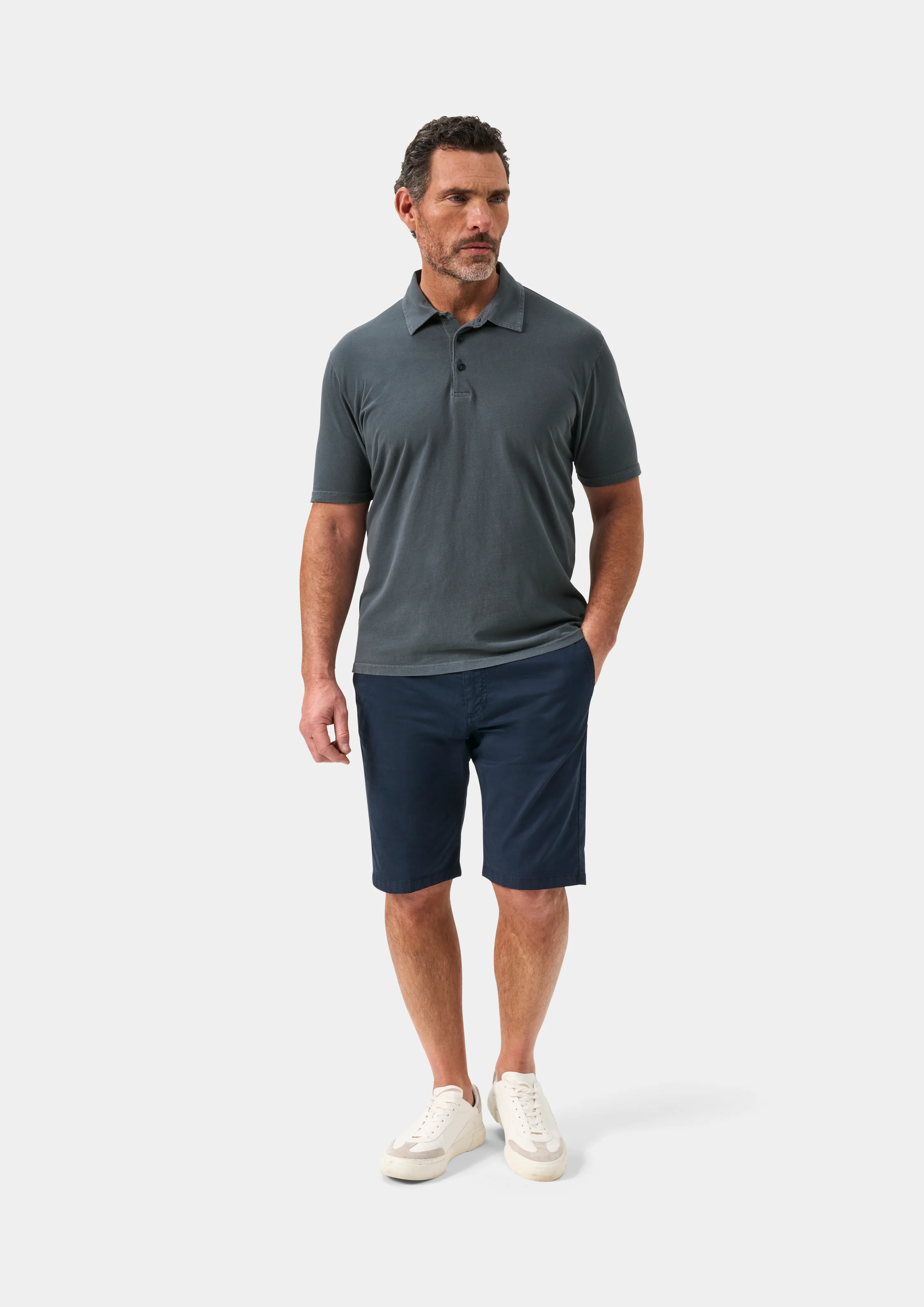 Tutbury Faded Dye Polo Shirt In Navy - Image 2