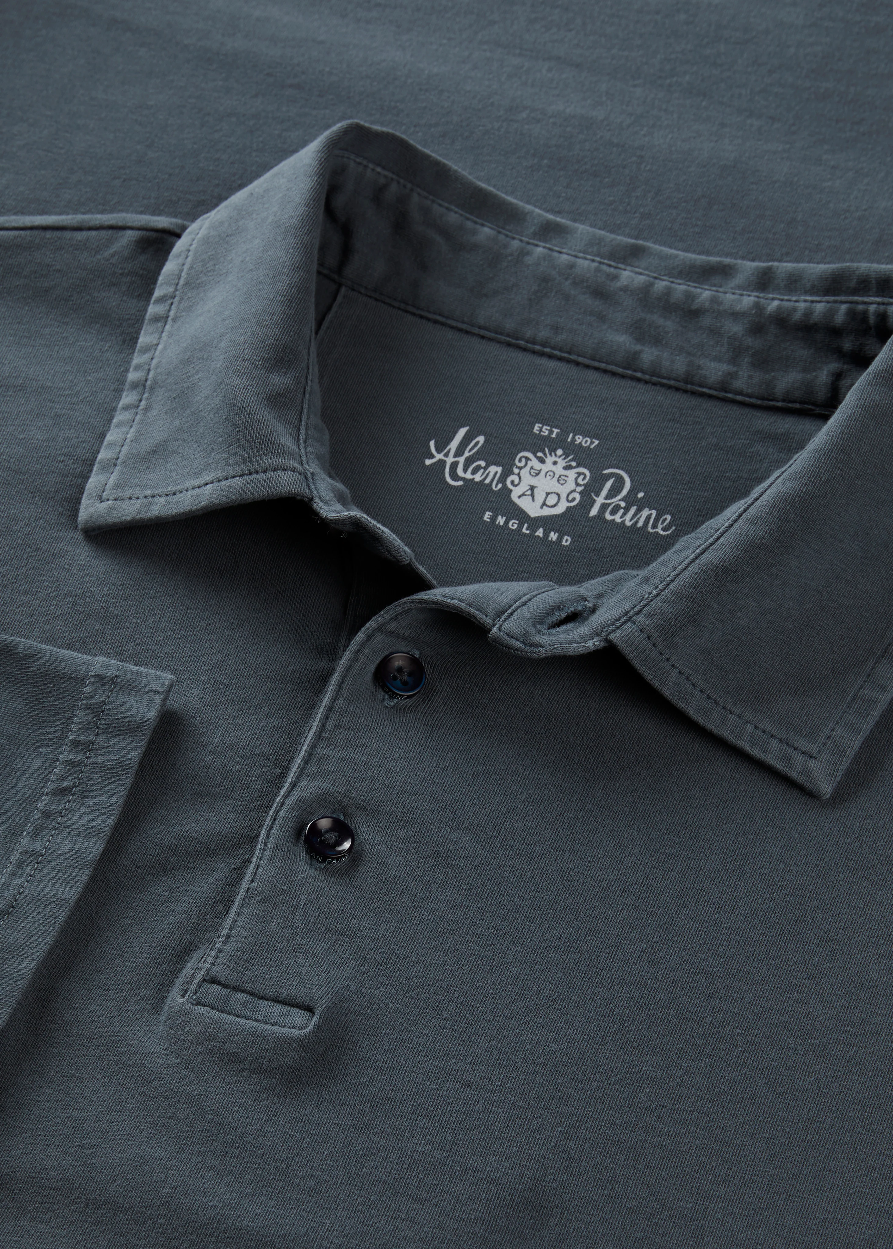 Tutbury Faded Dye Polo Shirt In Navy - Image 3