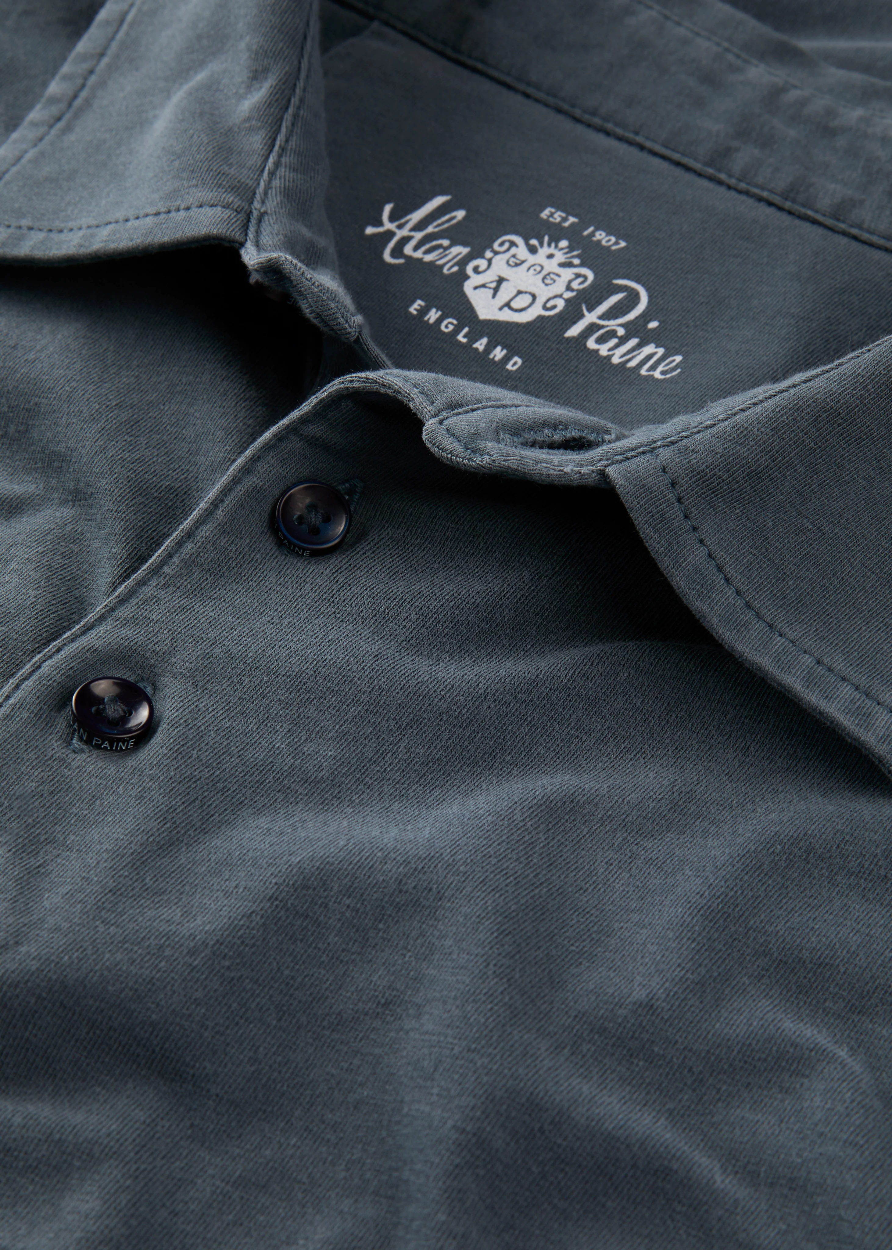 Tutbury Faded Dye Polo Shirt In Navy - Image 4