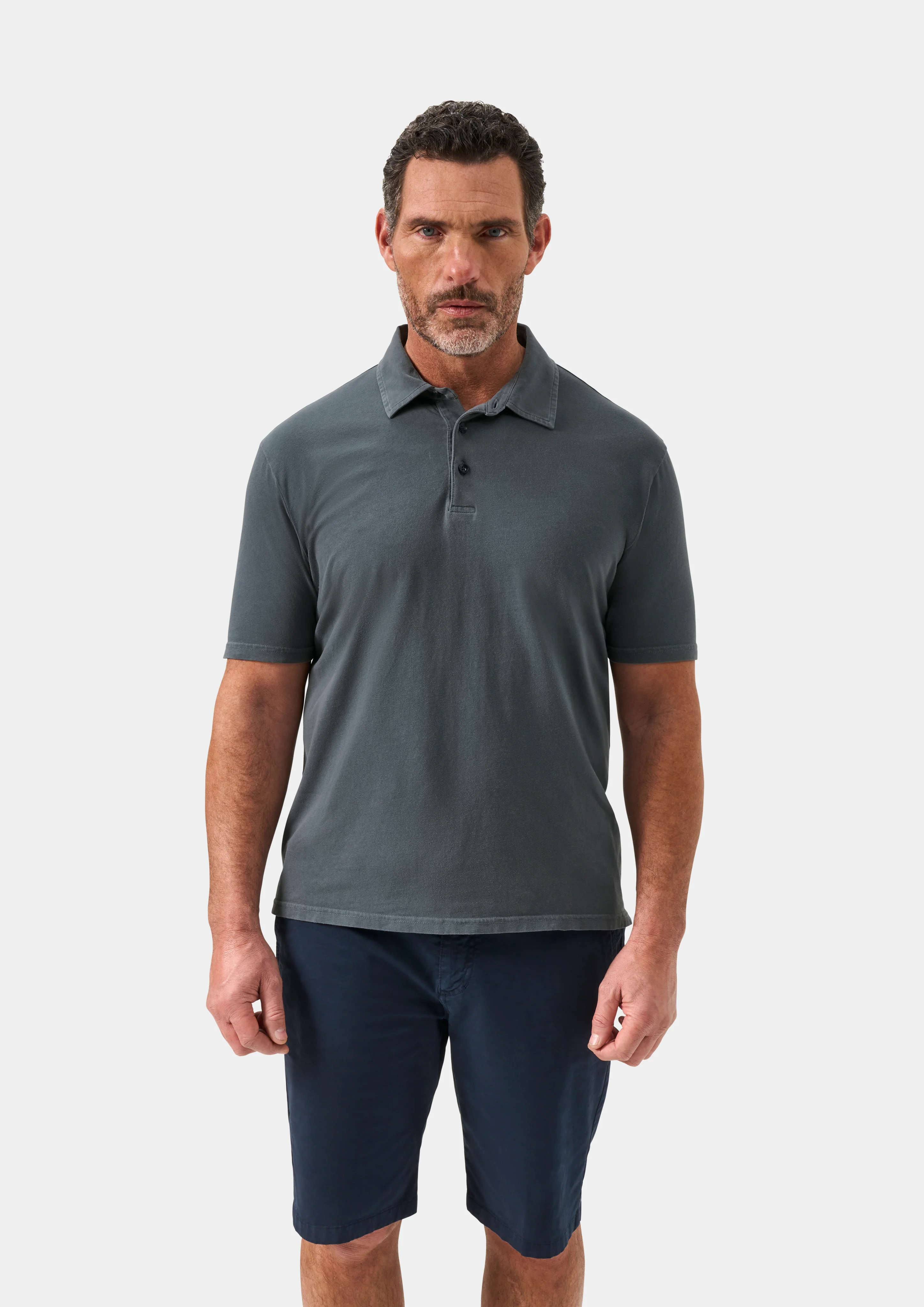 Tutbury Faded Dye Polo Shirt In Navy - Image 5