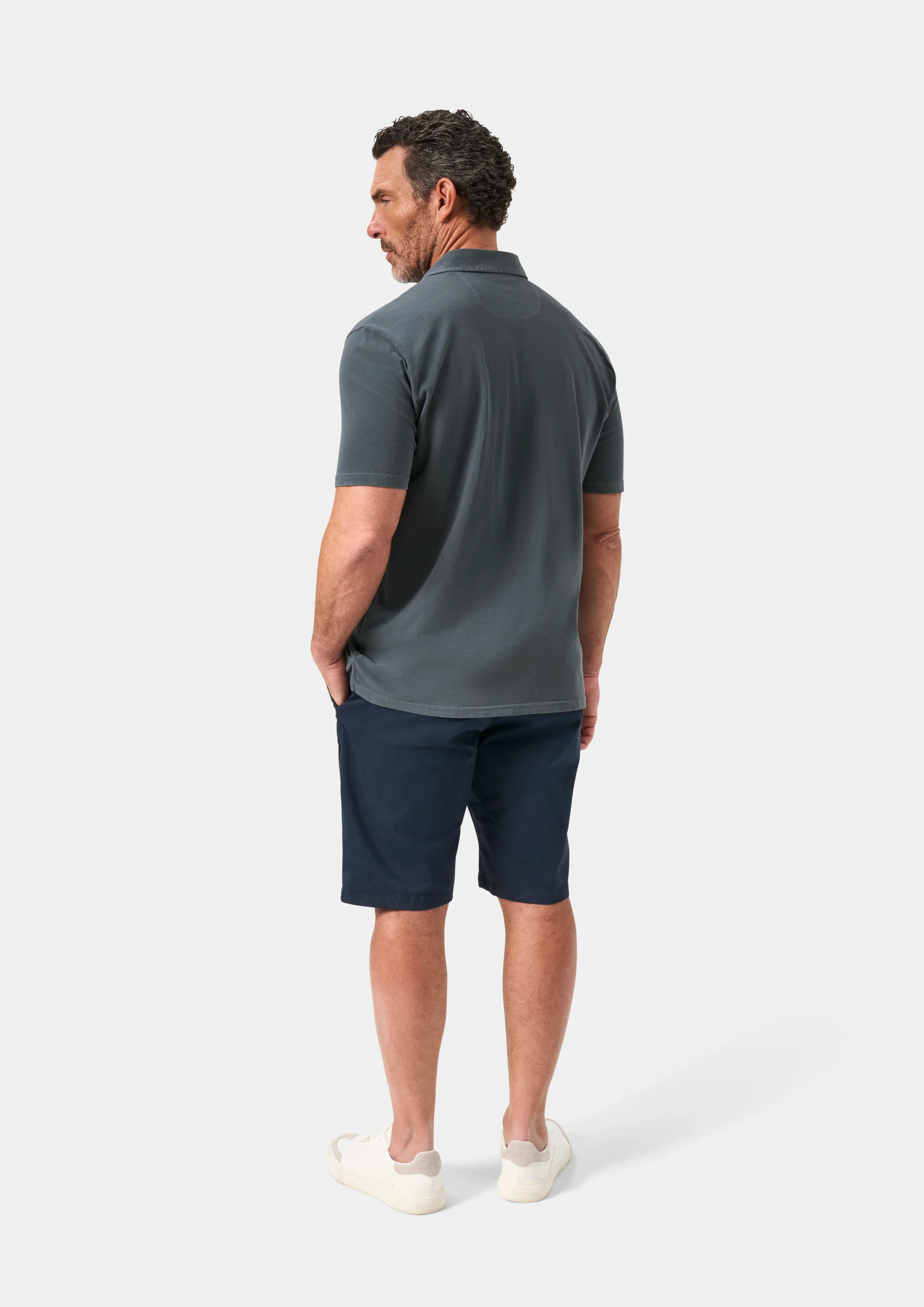 Tutbury Faded Dye Polo Shirt In Navy - Image 7