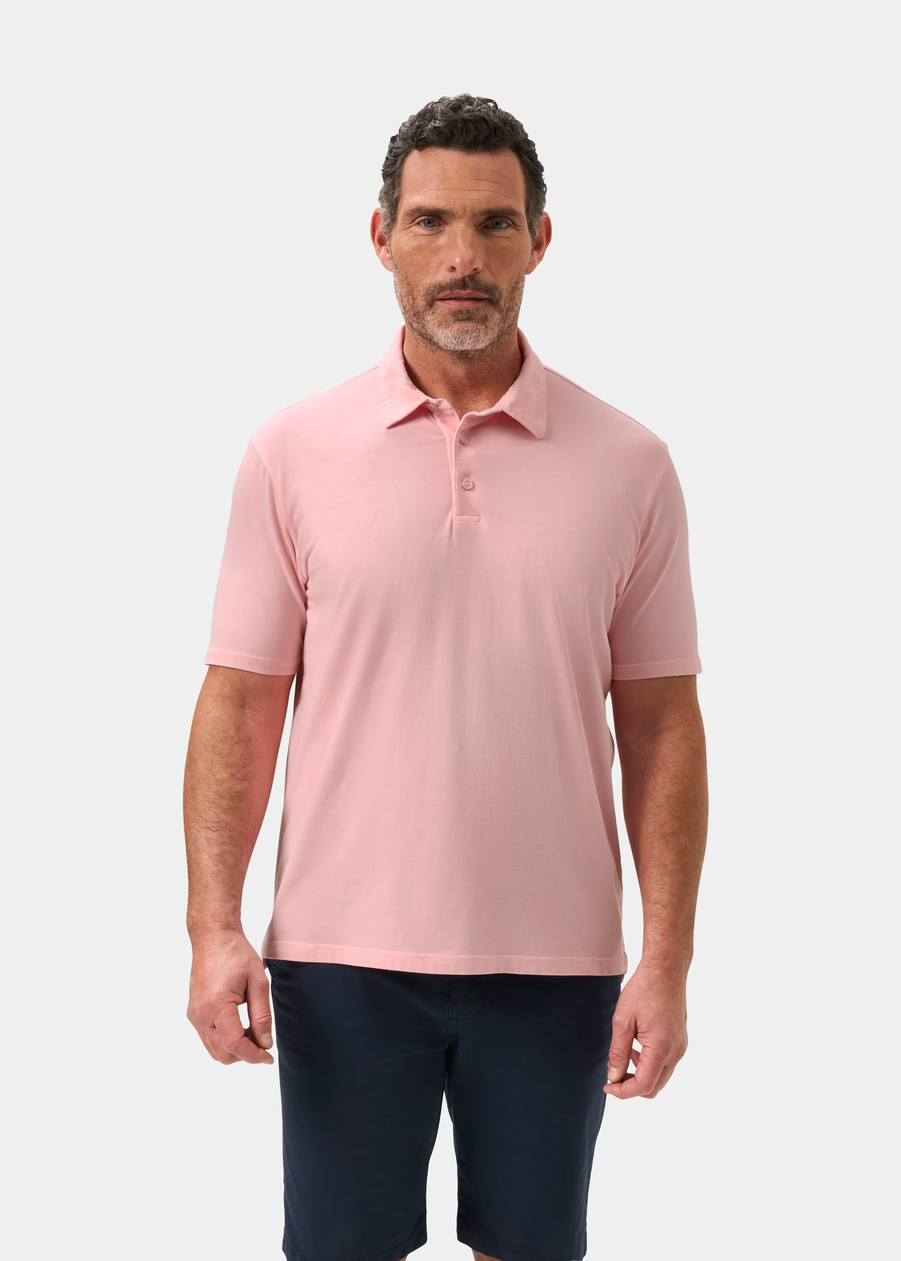 Tutbury Faded Dye Polo Shirt In Pale Pink - Image 5