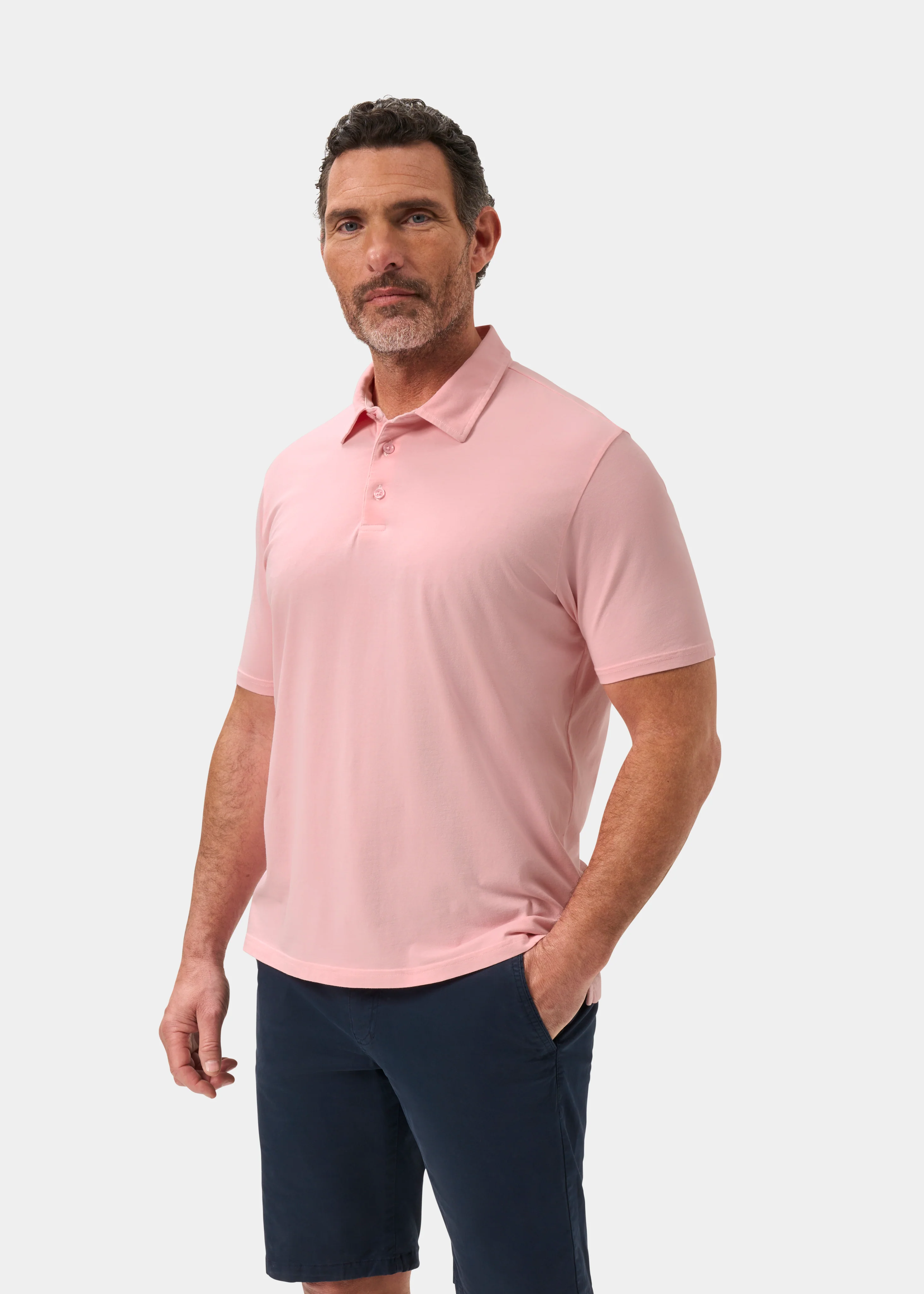 Tutbury Faded Dye Polo Shirt In Pale Pink - Image 6