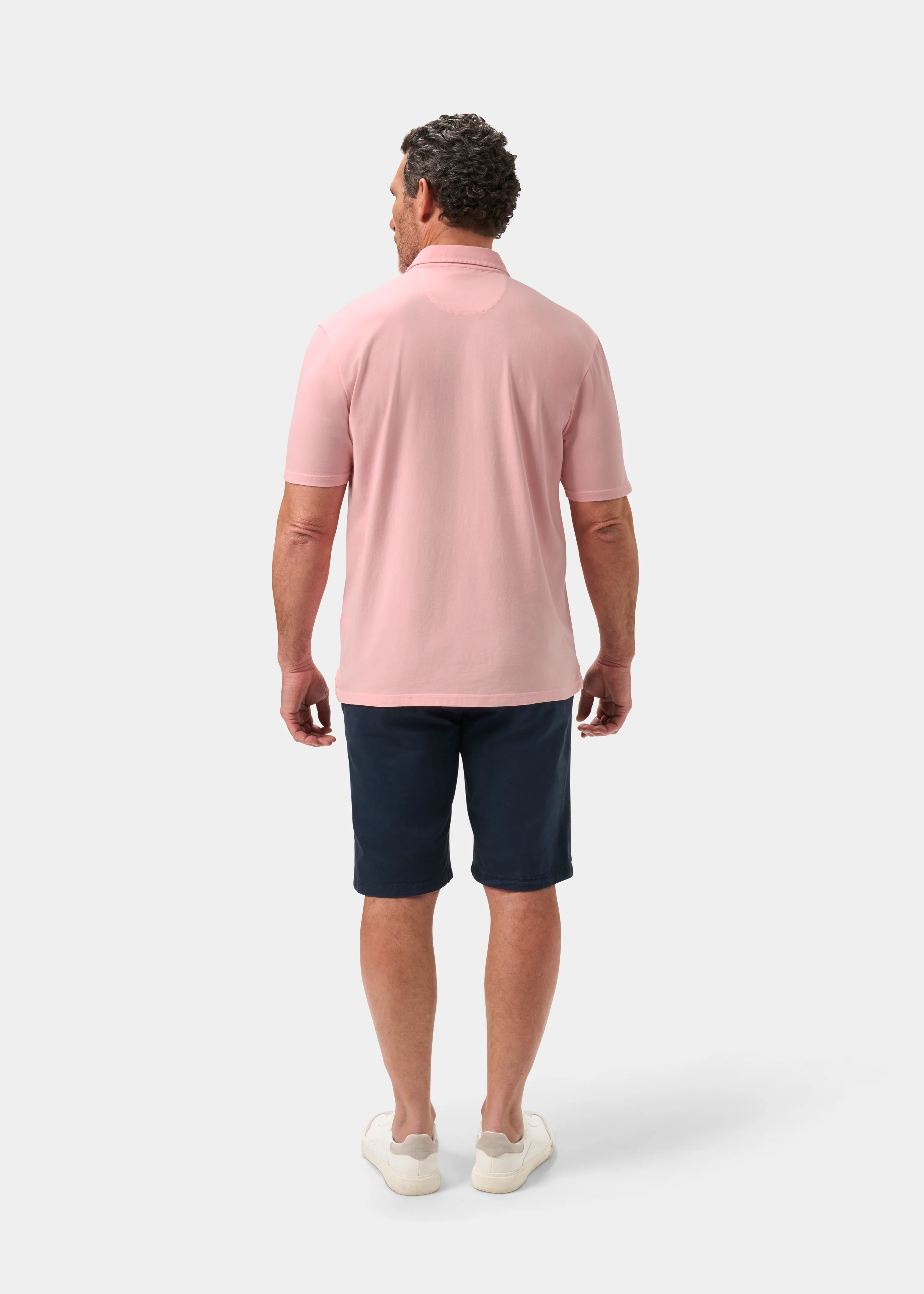 Tutbury Faded Dye Polo Shirt In Pale Pink - Image 7