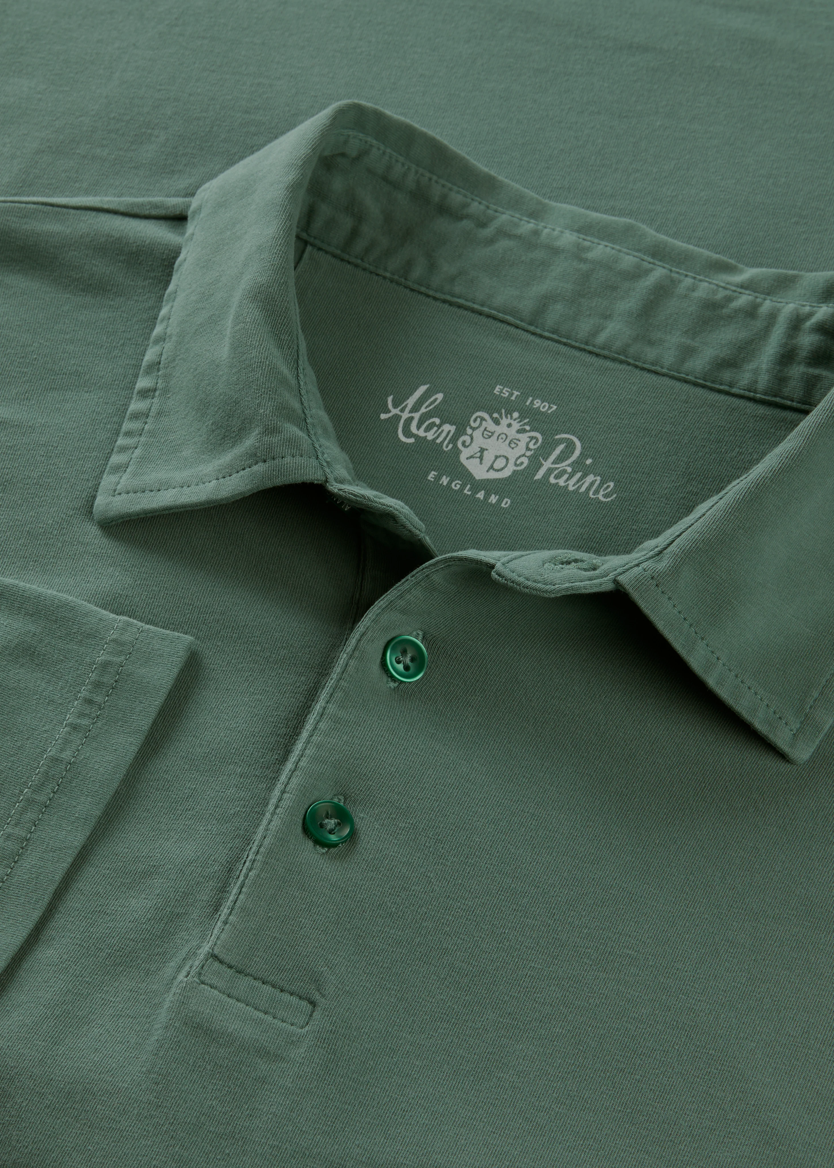 Tutbury Faded Dye Polo Shirt In Pine - Image 3