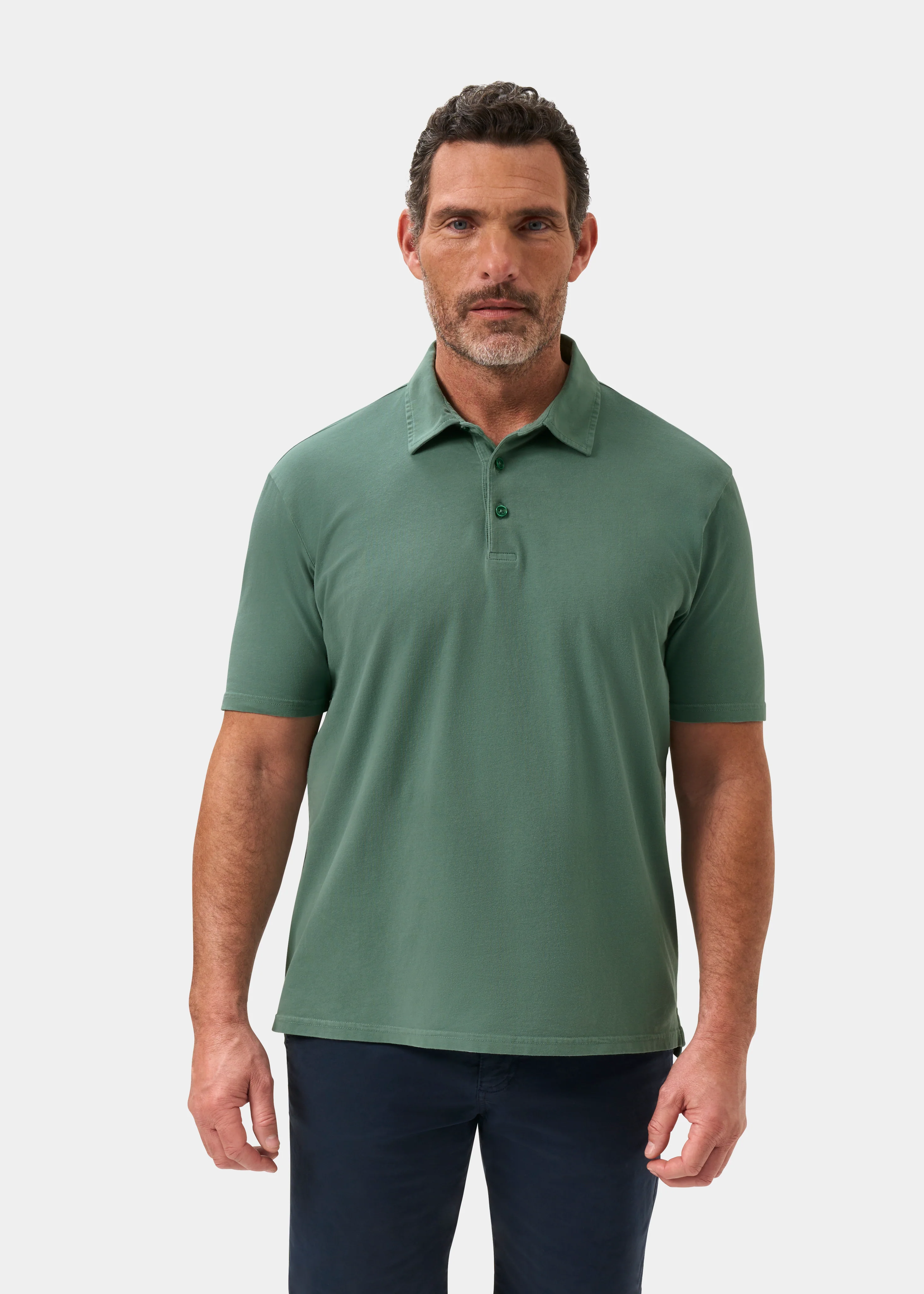 Tutbury Faded Dye Polo Shirt In Pine - Image 5