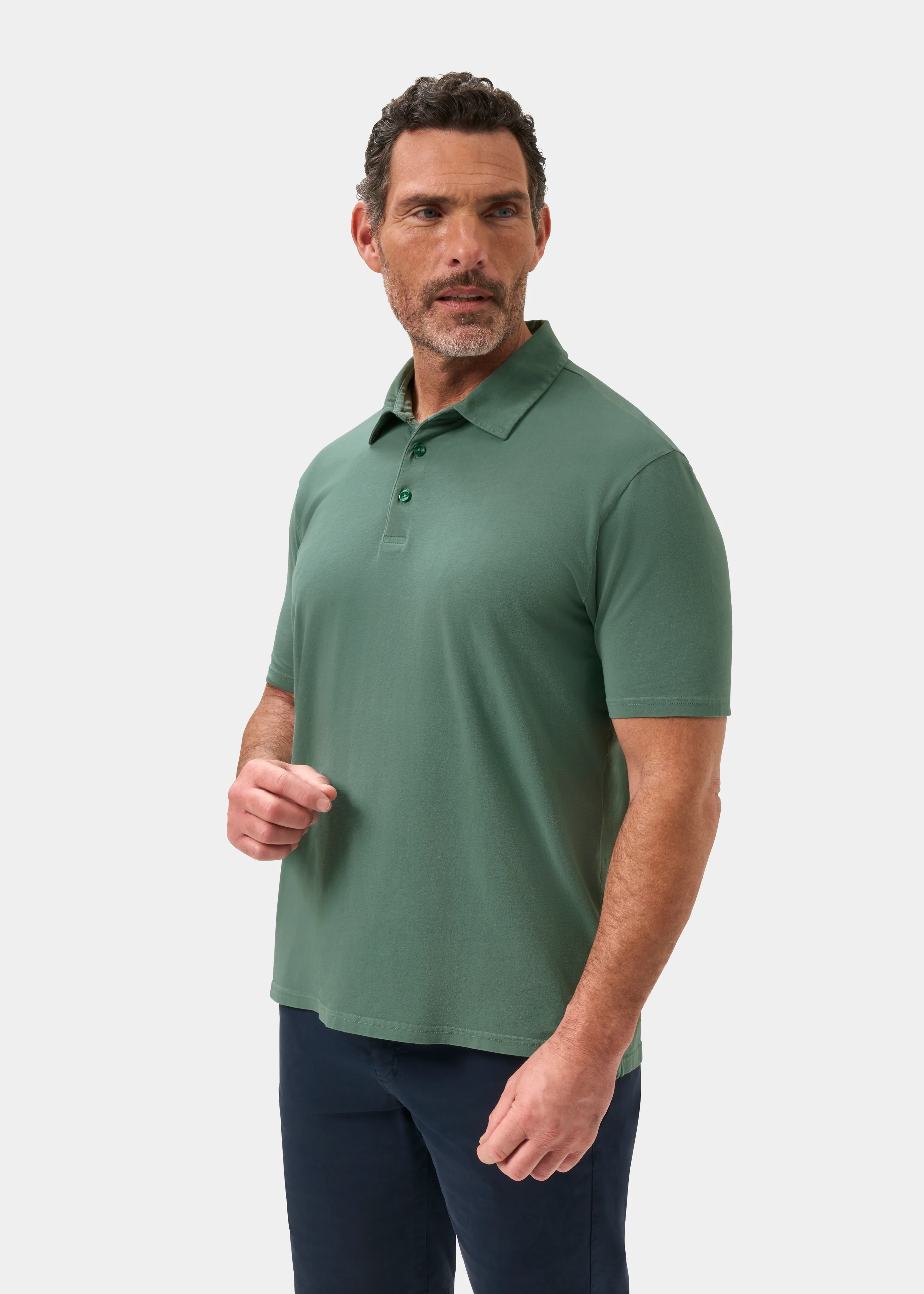 Tutbury Faded Dye Polo Shirt In Pine - Image 6