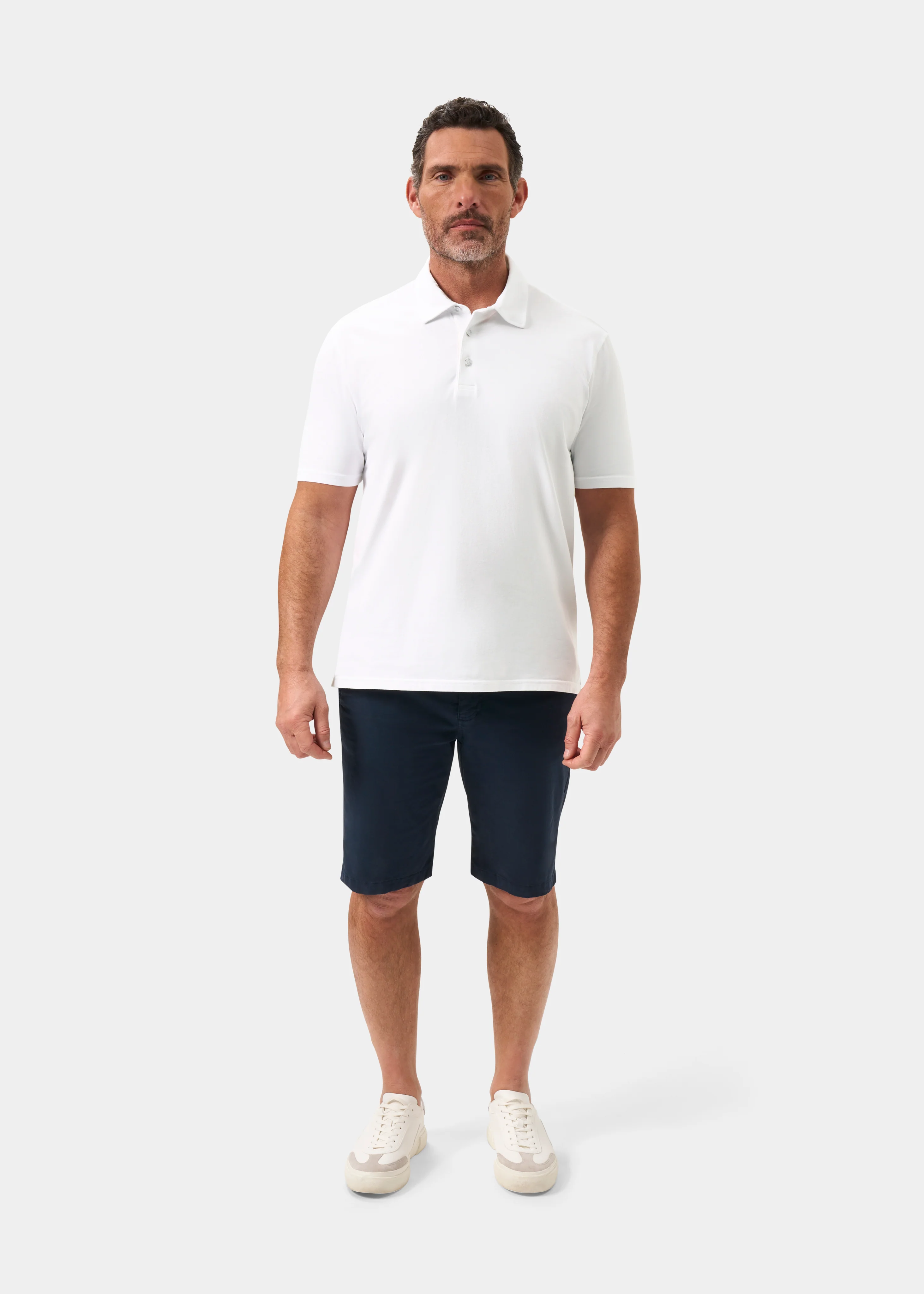 Tutbury Faded Dye Polo Shirt In White - Image 2