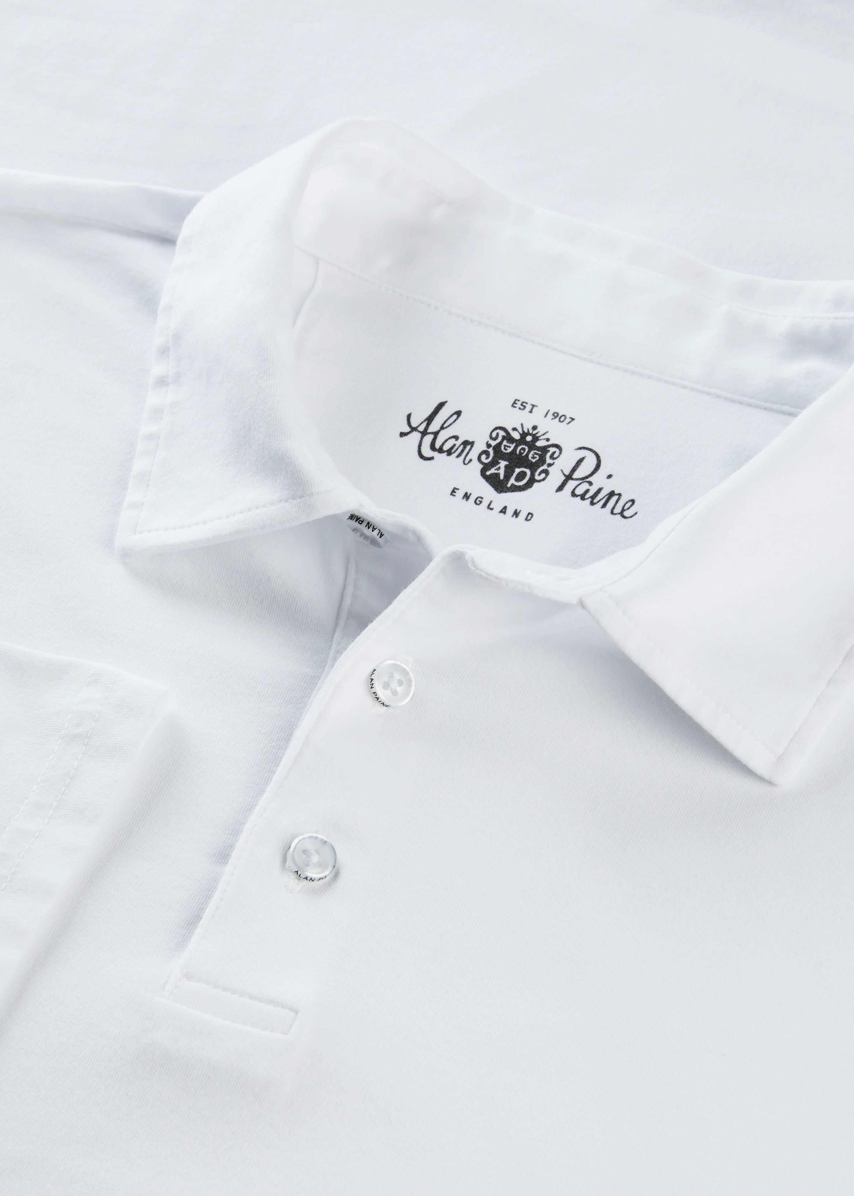 Tutbury Faded Dye Polo Shirt In White - Image 3