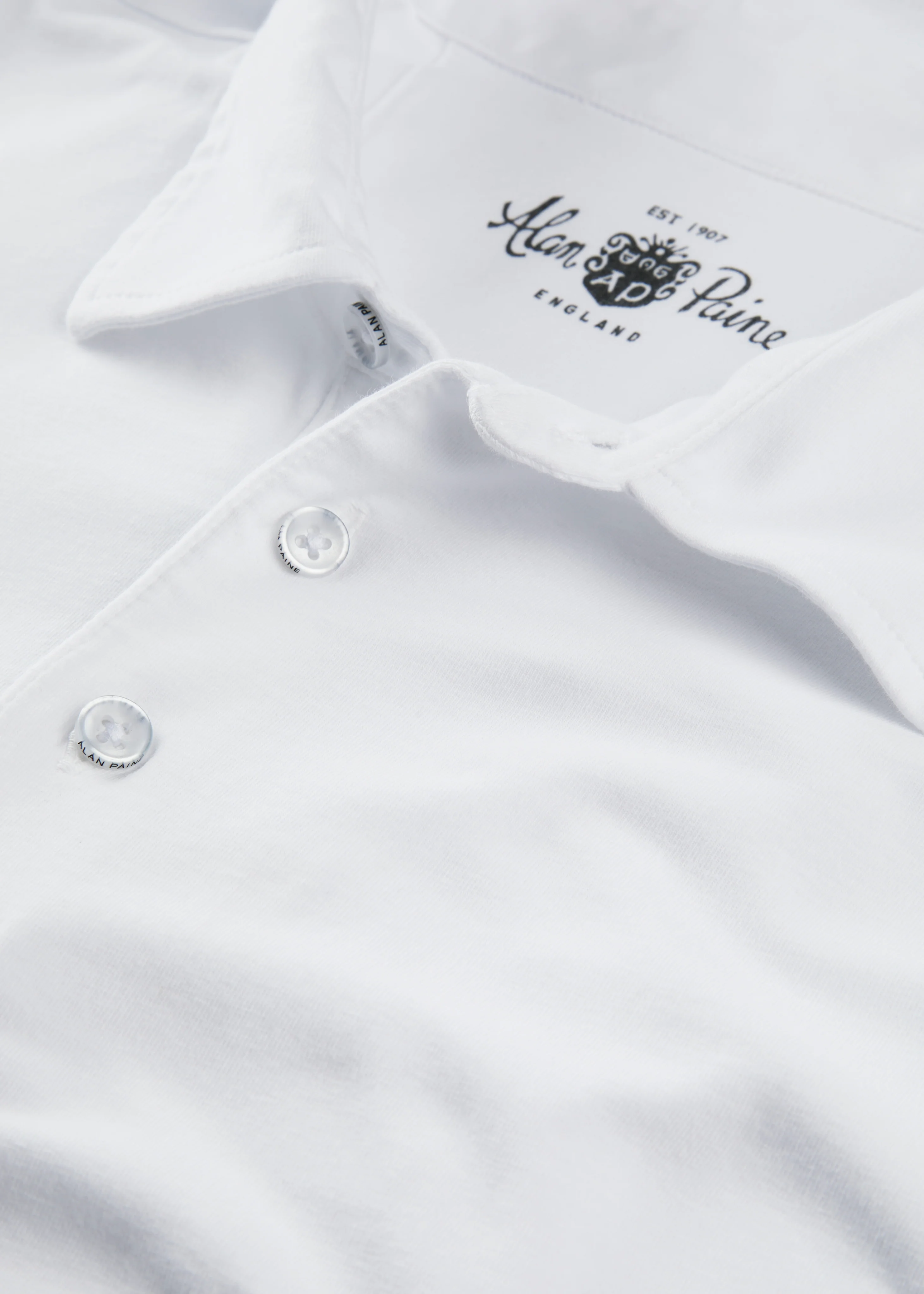 Tutbury Faded Dye Polo Shirt In White - Image 4