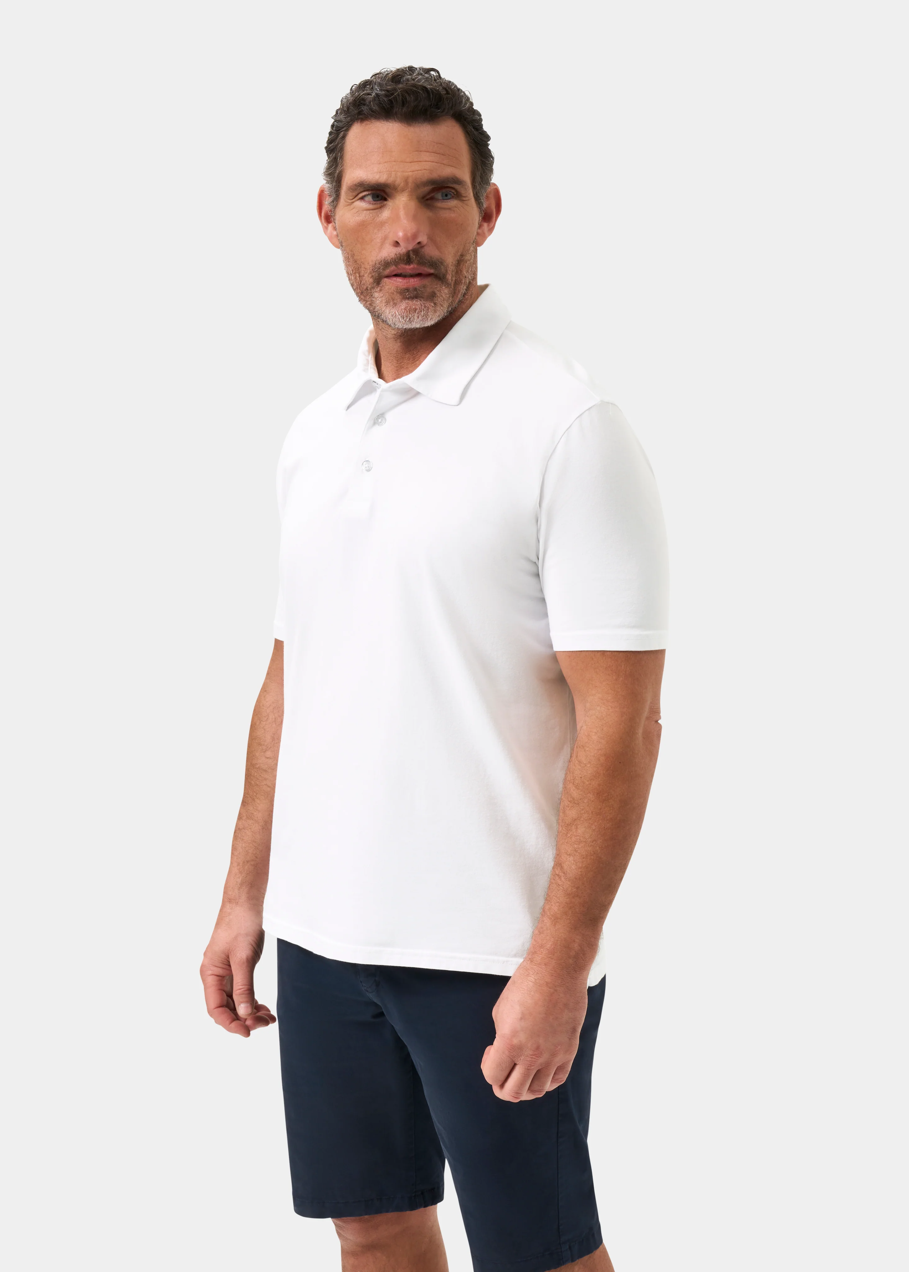 Tutbury Faded Dye Polo Shirt In White - Image 6