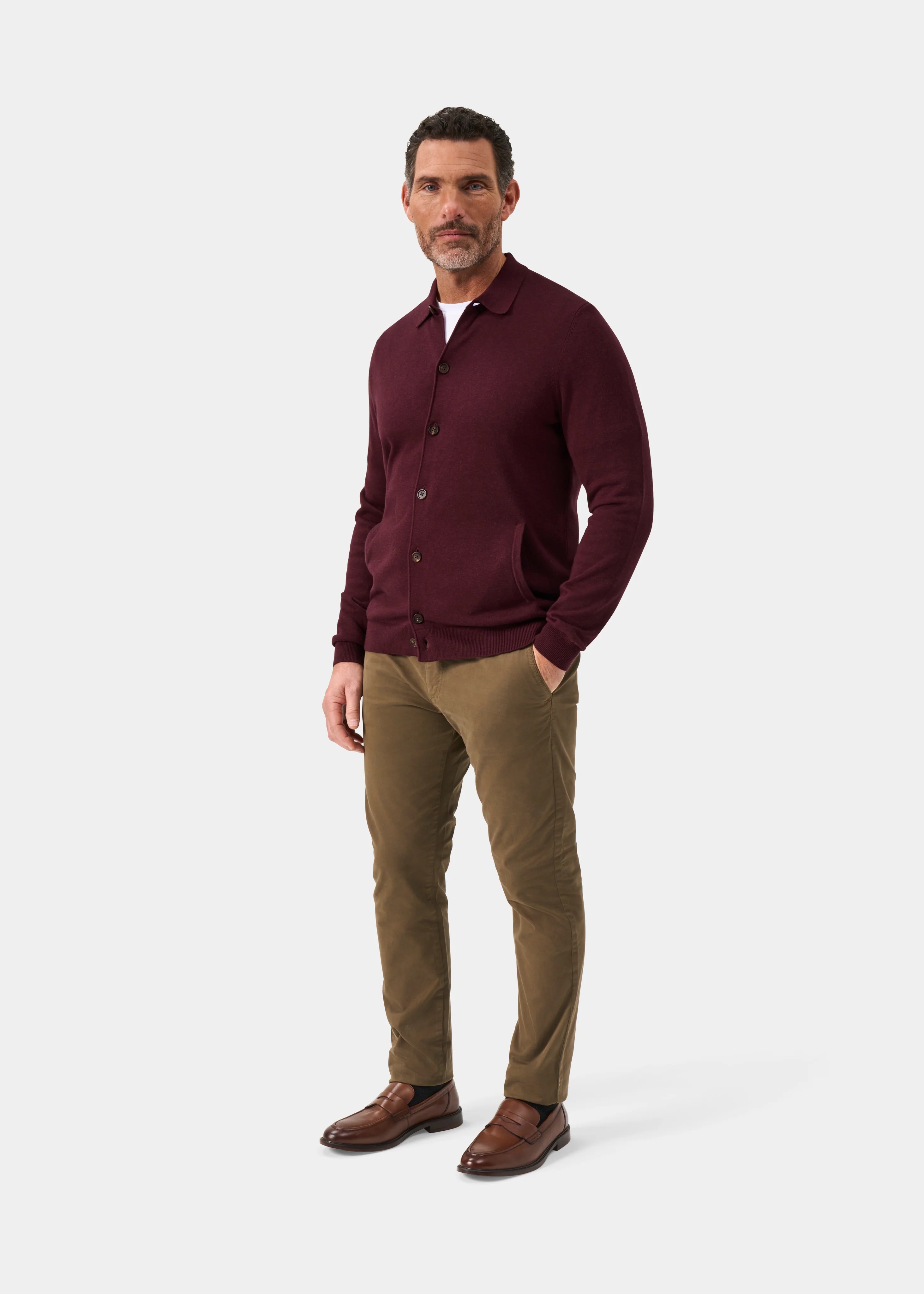 Tyneham Men's Cotton Cashmere Button Through Shirt In Blackcurrant - Image 3