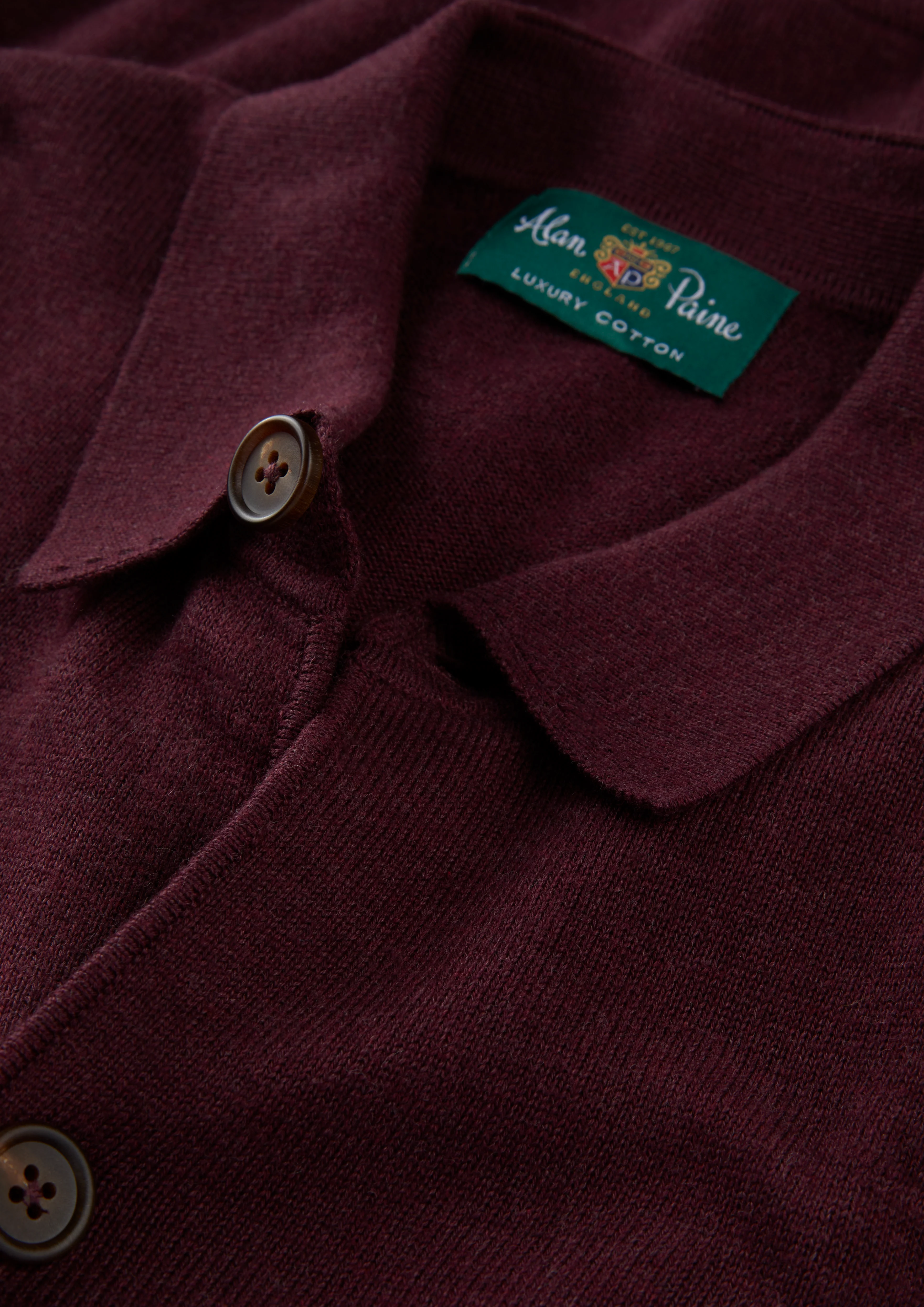 Tyneham Men's Cotton Cashmere Button Through Shirt In Blackcurrant - Image 7