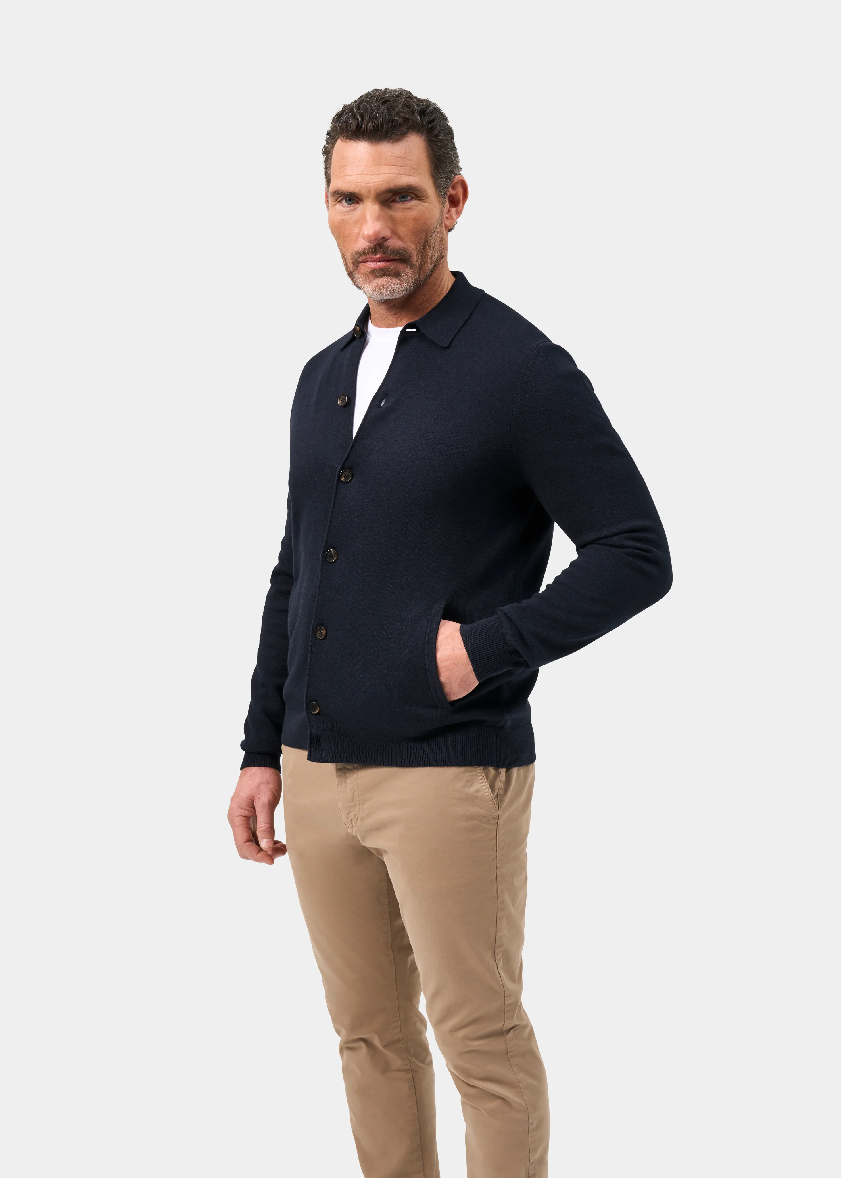 Tyneham Men's Cotton Cashmere Button Through Shirt In Dark Navy - Image 5