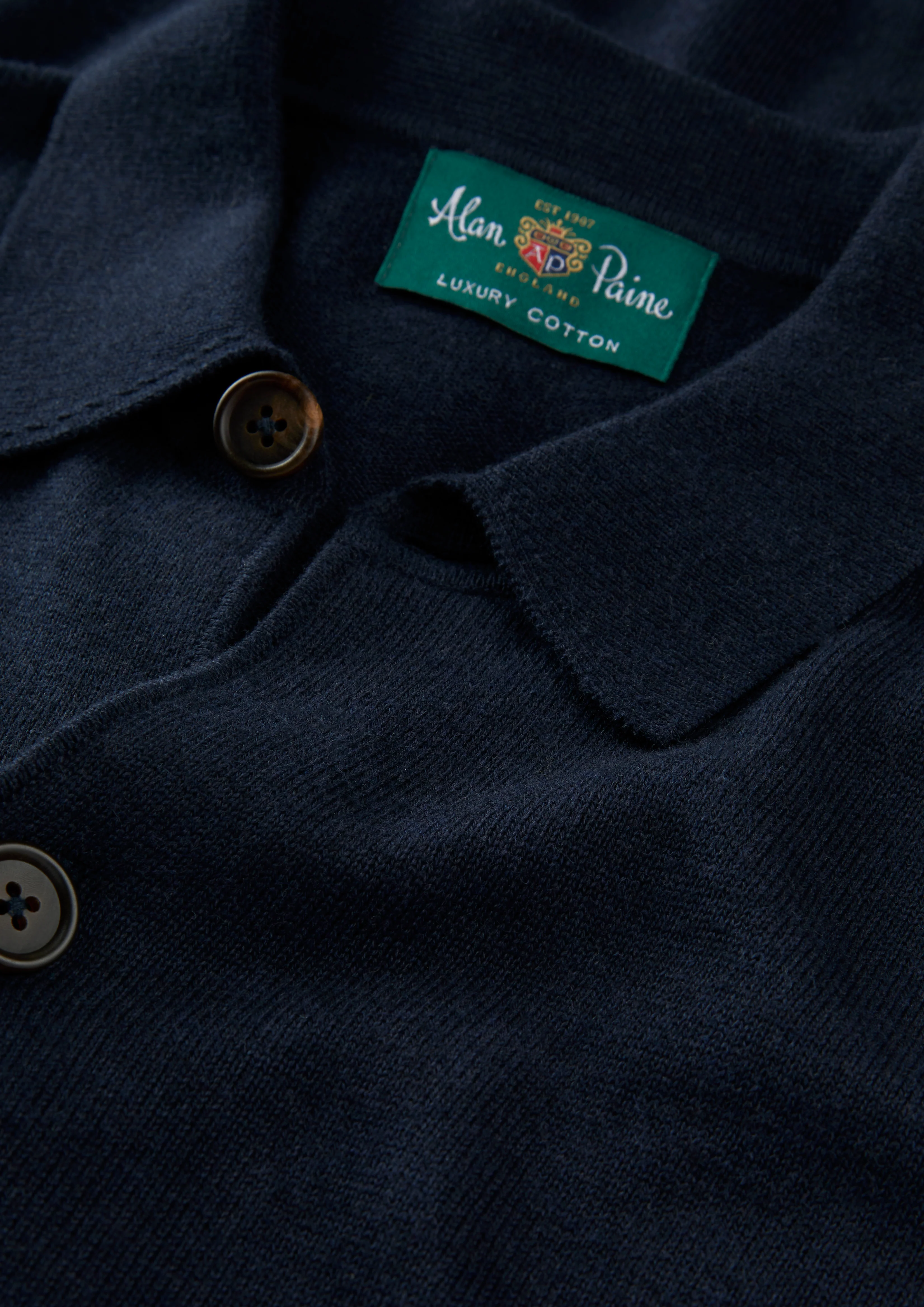 Tyneham Men's Cotton Cashmere Button Through Shirt In Dark Navy - Image 7