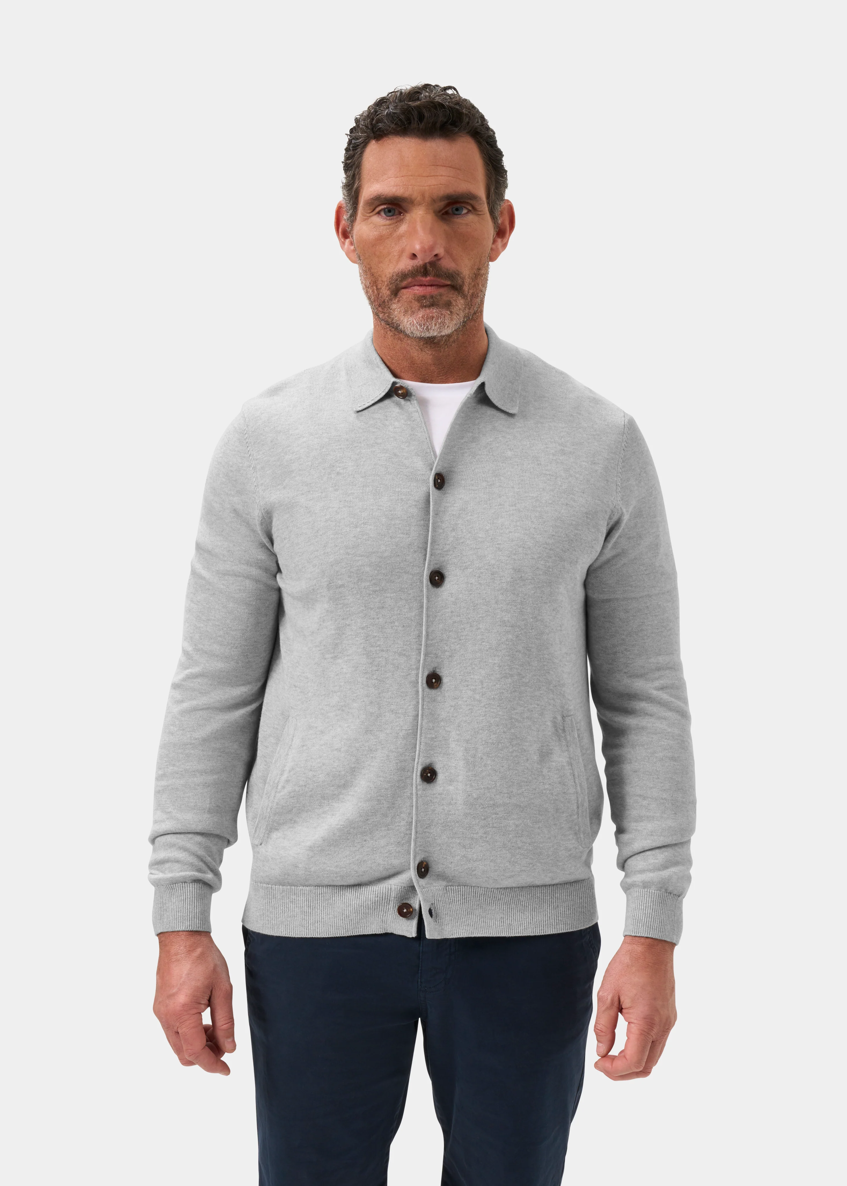 Tyneham Men's Cotton Cashmere Button Through Shirt In Dove - Image 5